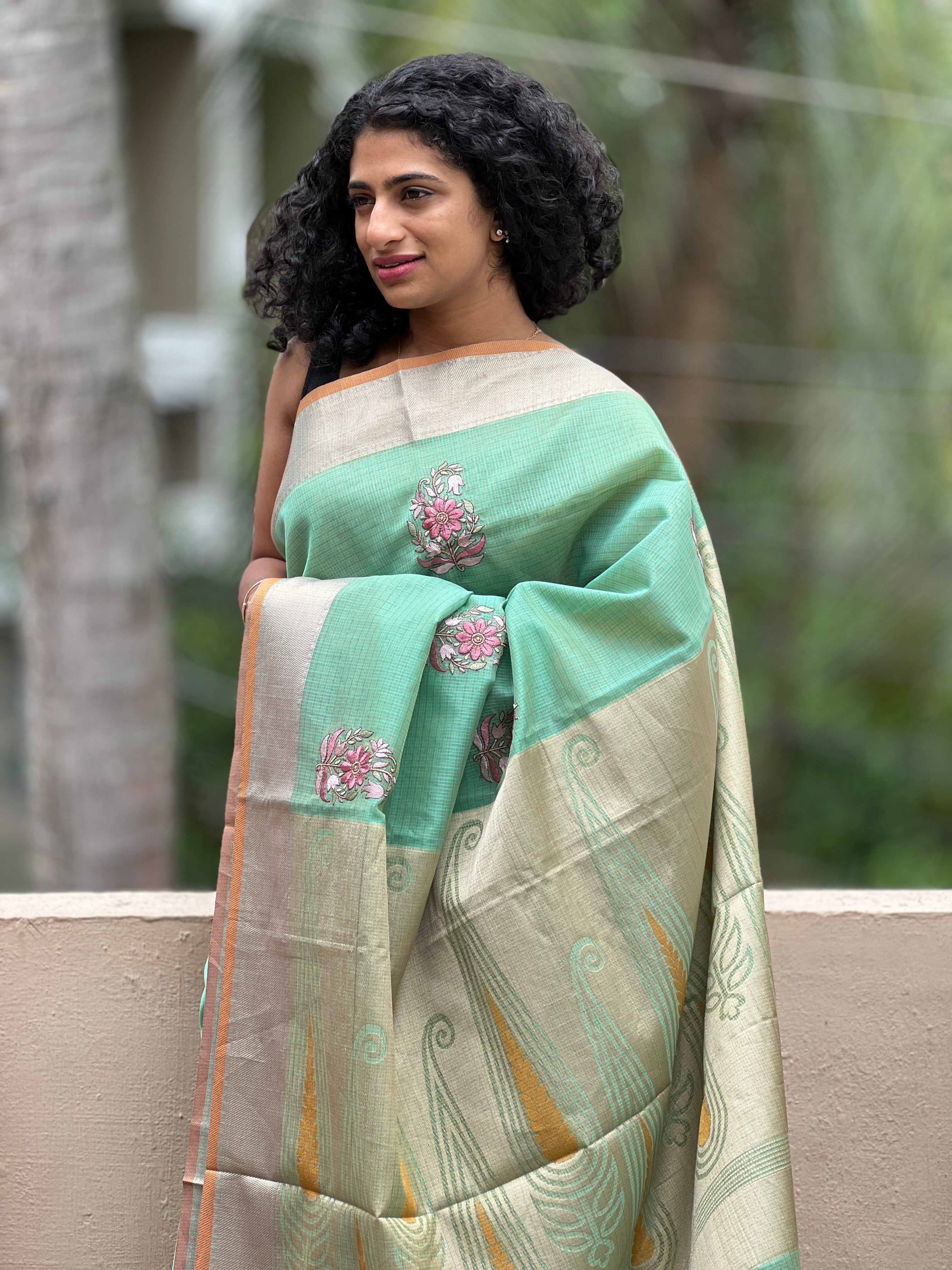 Chanderi Finished Saree With Banarasi Border | RR161