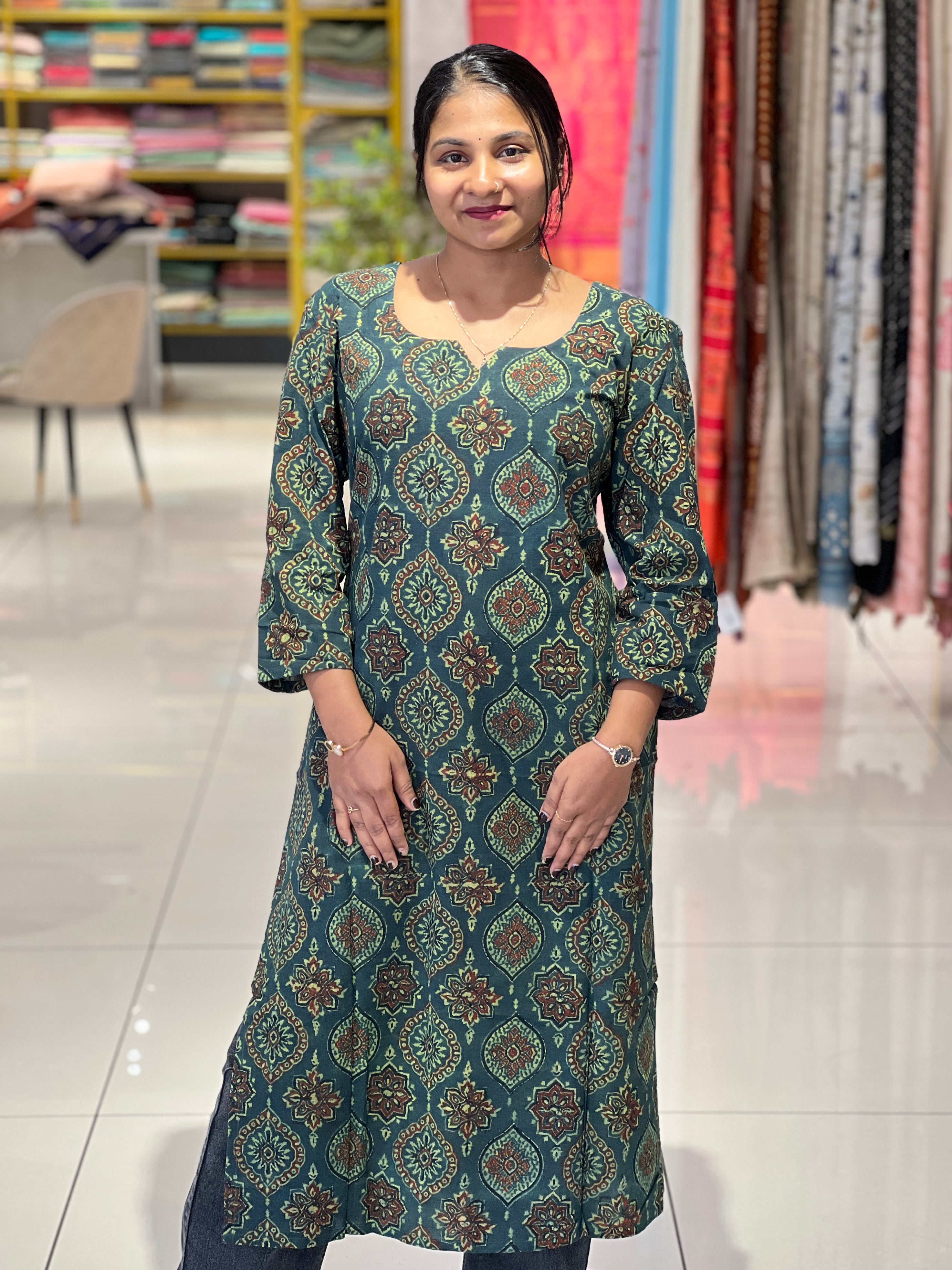 Printed Cotton Kurta | DNT1039