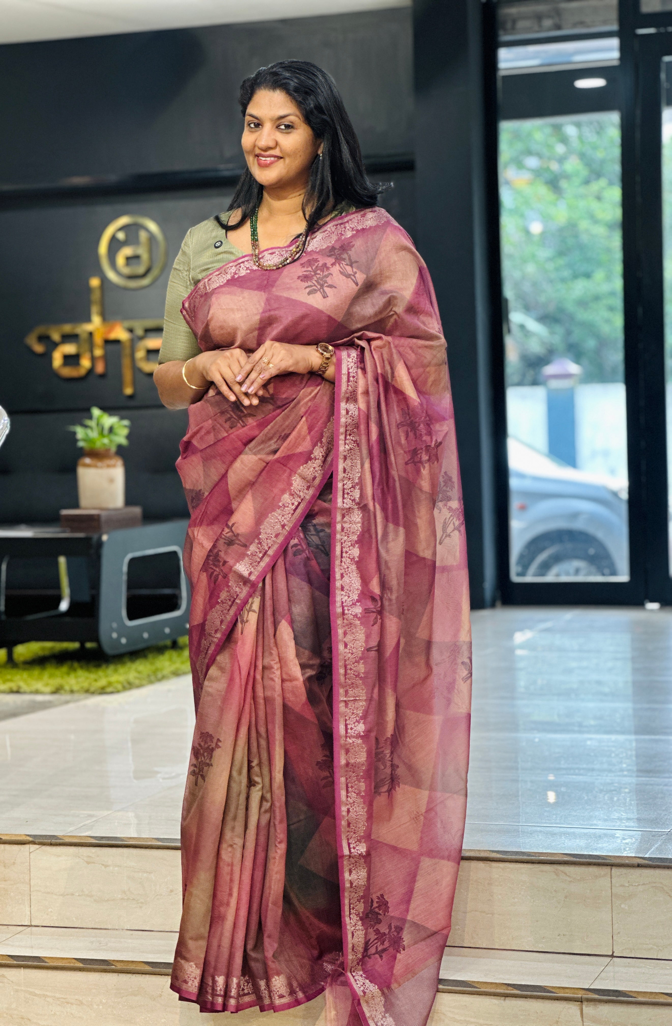 Stone Wash Effect Chanderi Saree | YNG1387