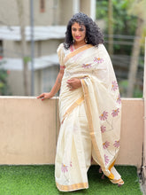 Floral Printed Kerala Cotton Saree | BLD448