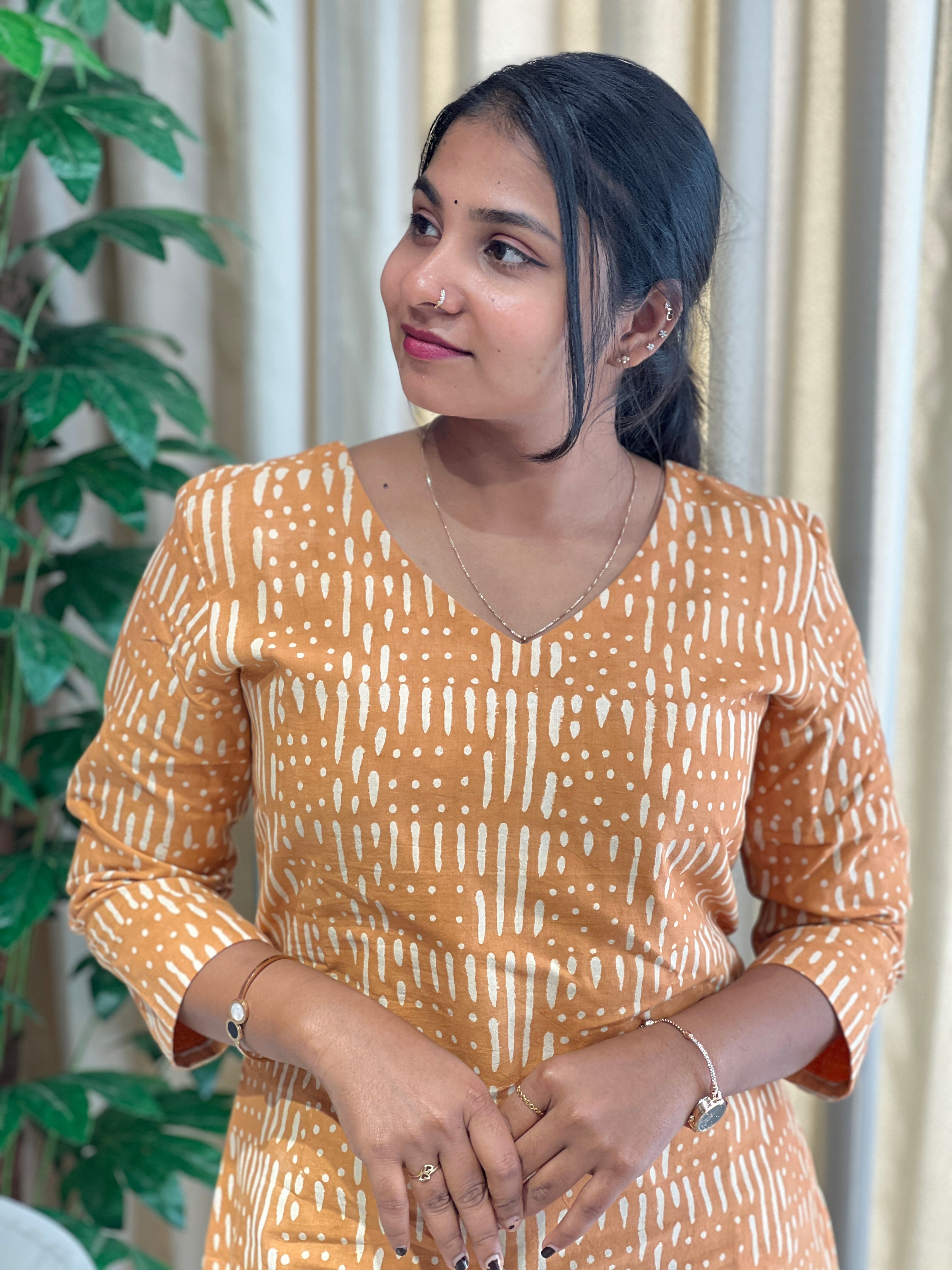 Batik Printed Cotton Kurta | DNT1080