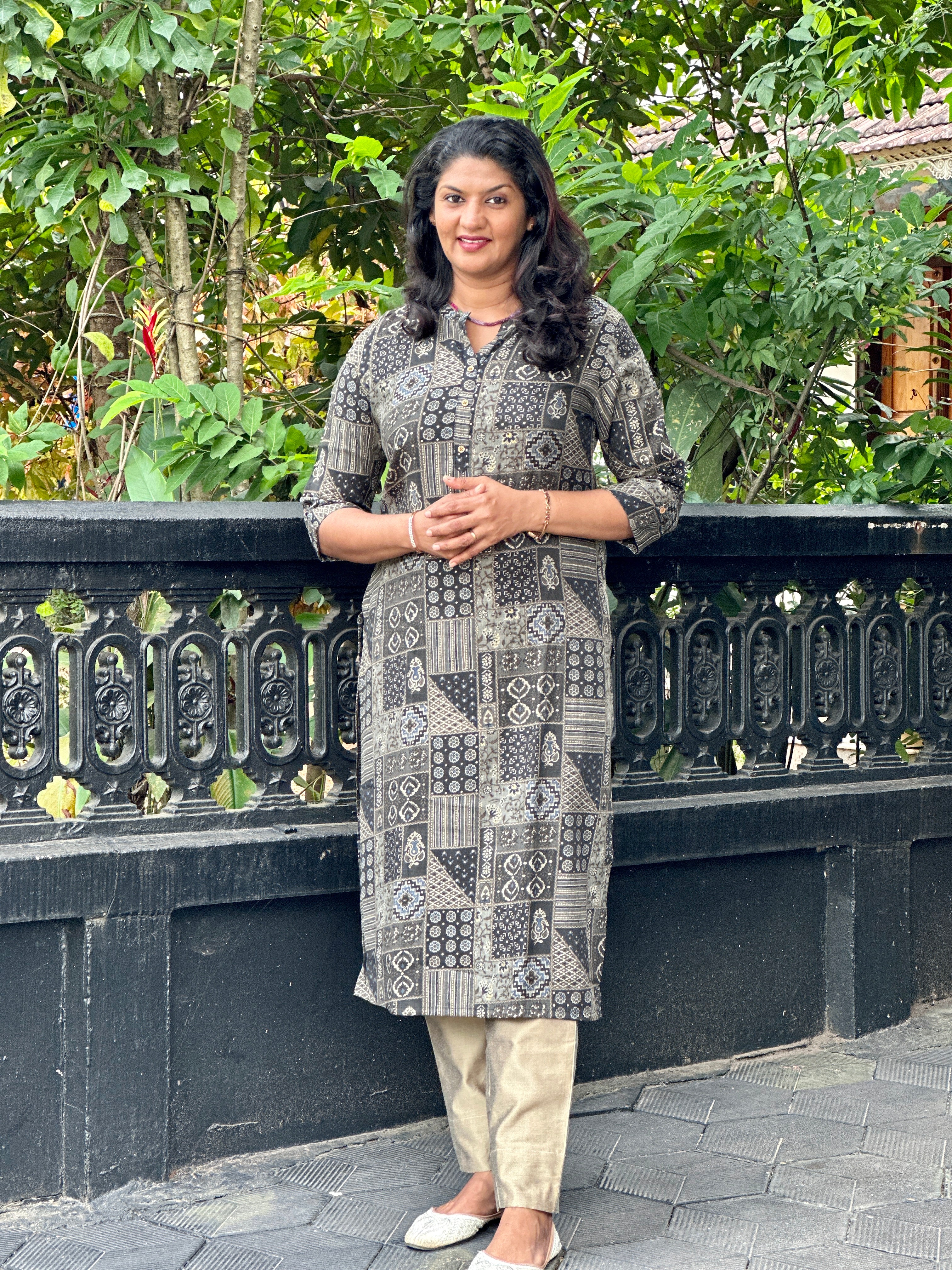 Foil Print Pattern Modal Chanderi  Kurta | RGA195