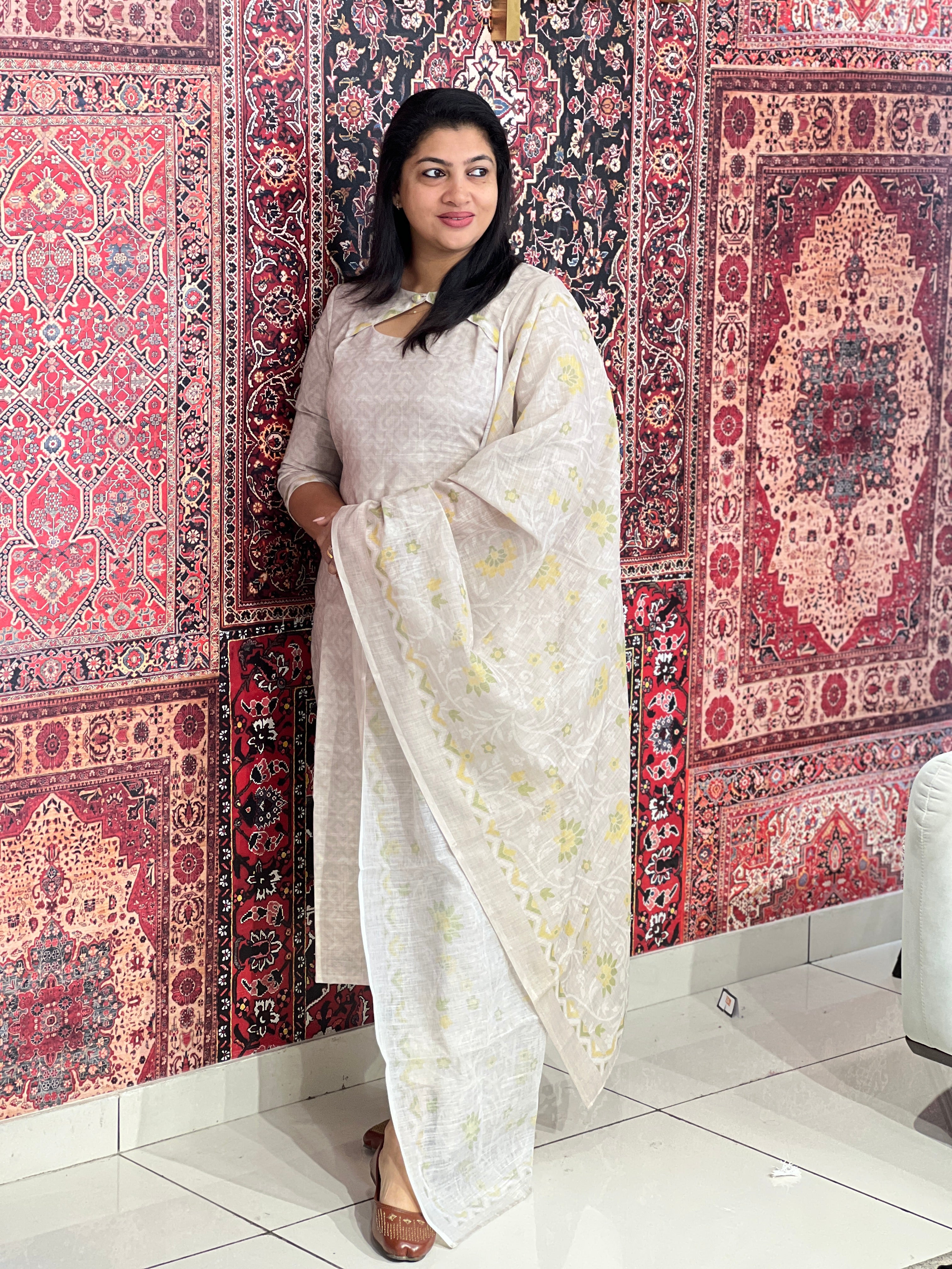 Sublimation Printed Semi Linen Salwar Set | SSN509