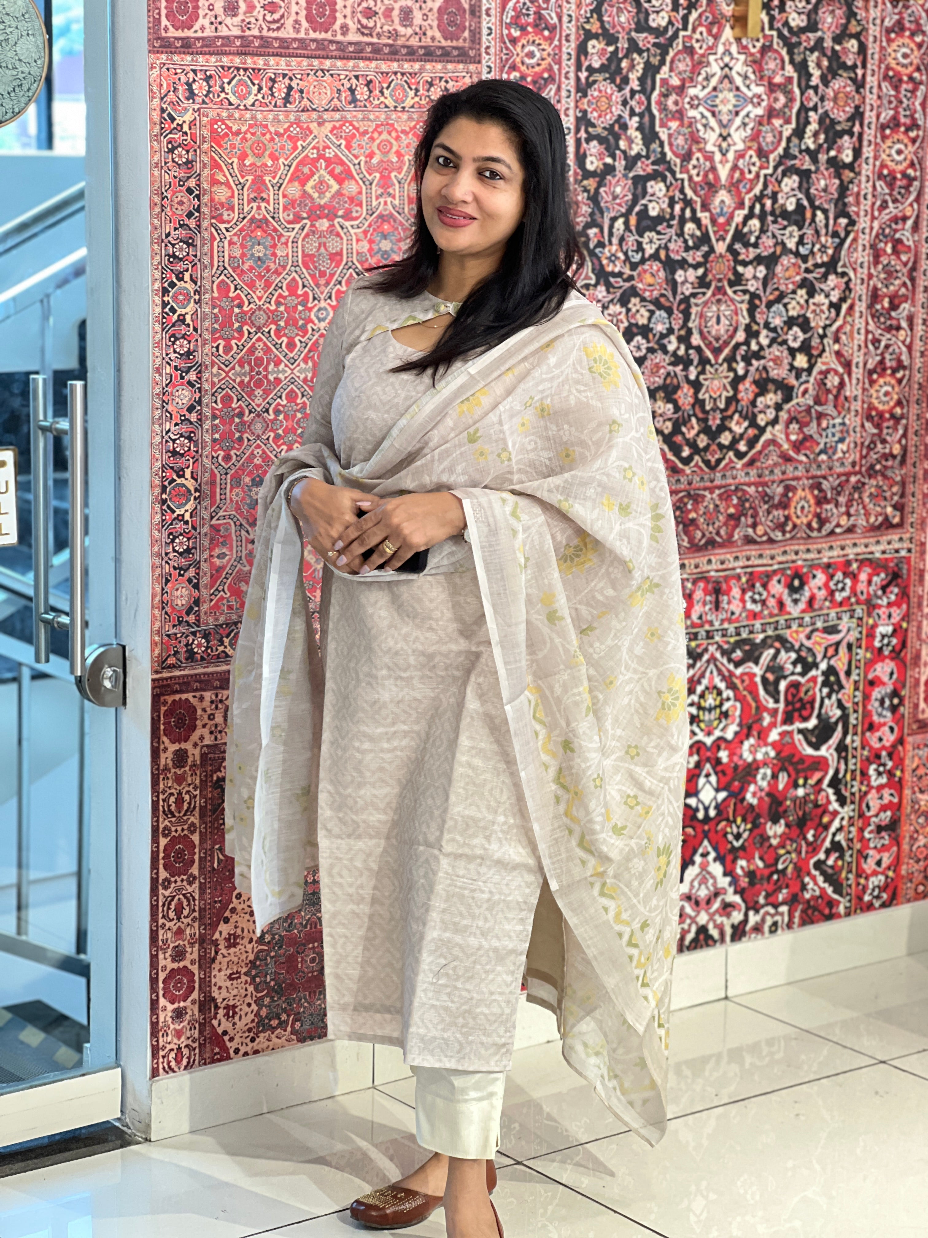 Sublimation Printed Semi Linen Salwar Set | SSN509
