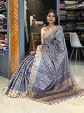 Geometrical Printed Geecha Tussar Finish Saree | KSD122