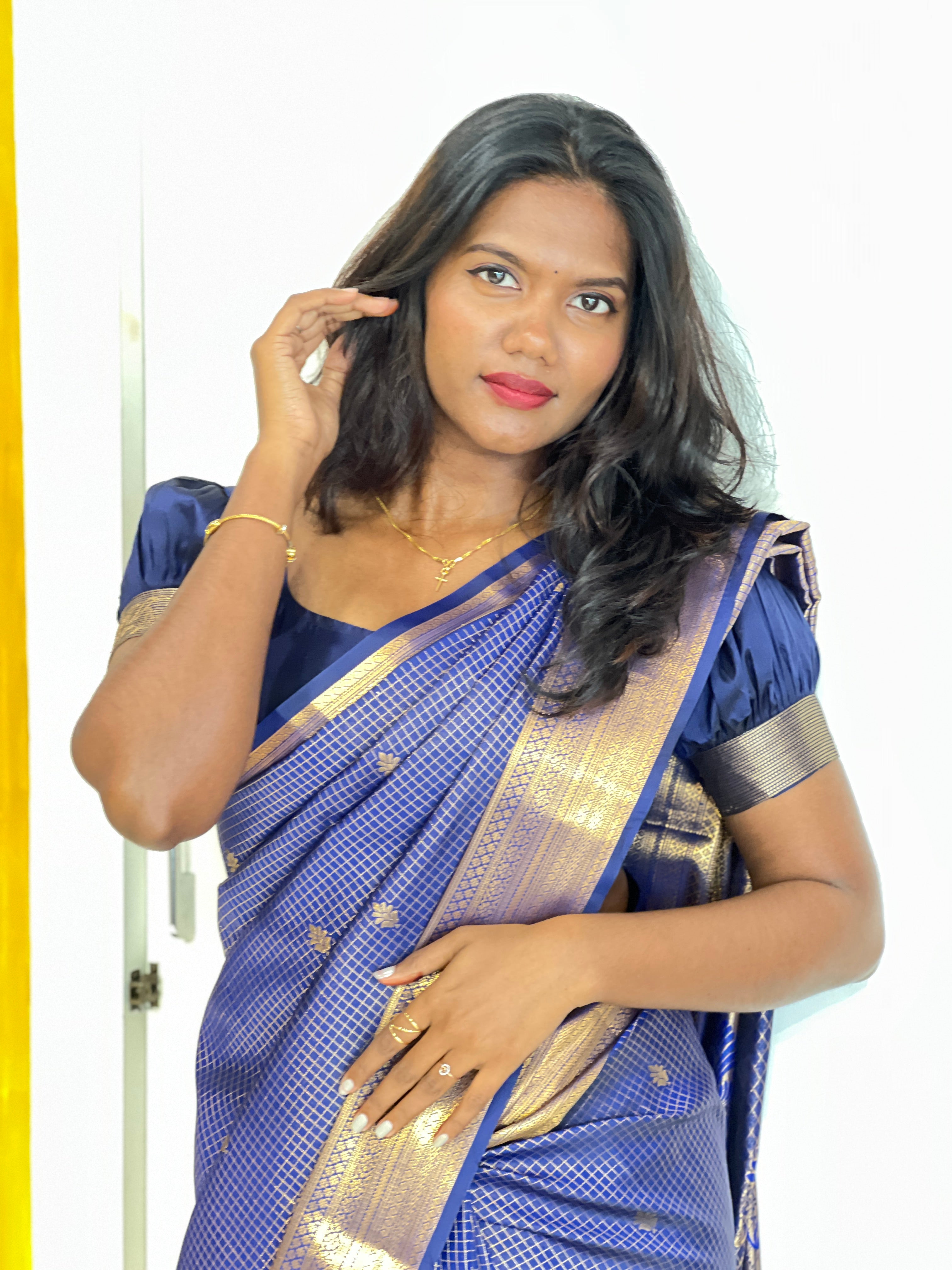 Check Patterned Soft Silk Saree | RVS337