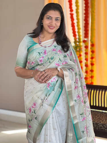Floral Digital Printed Silky Kota Saree | HT198