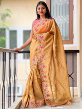 Cutwork Patterned Crushed Tissue Organza Saree | SBP308