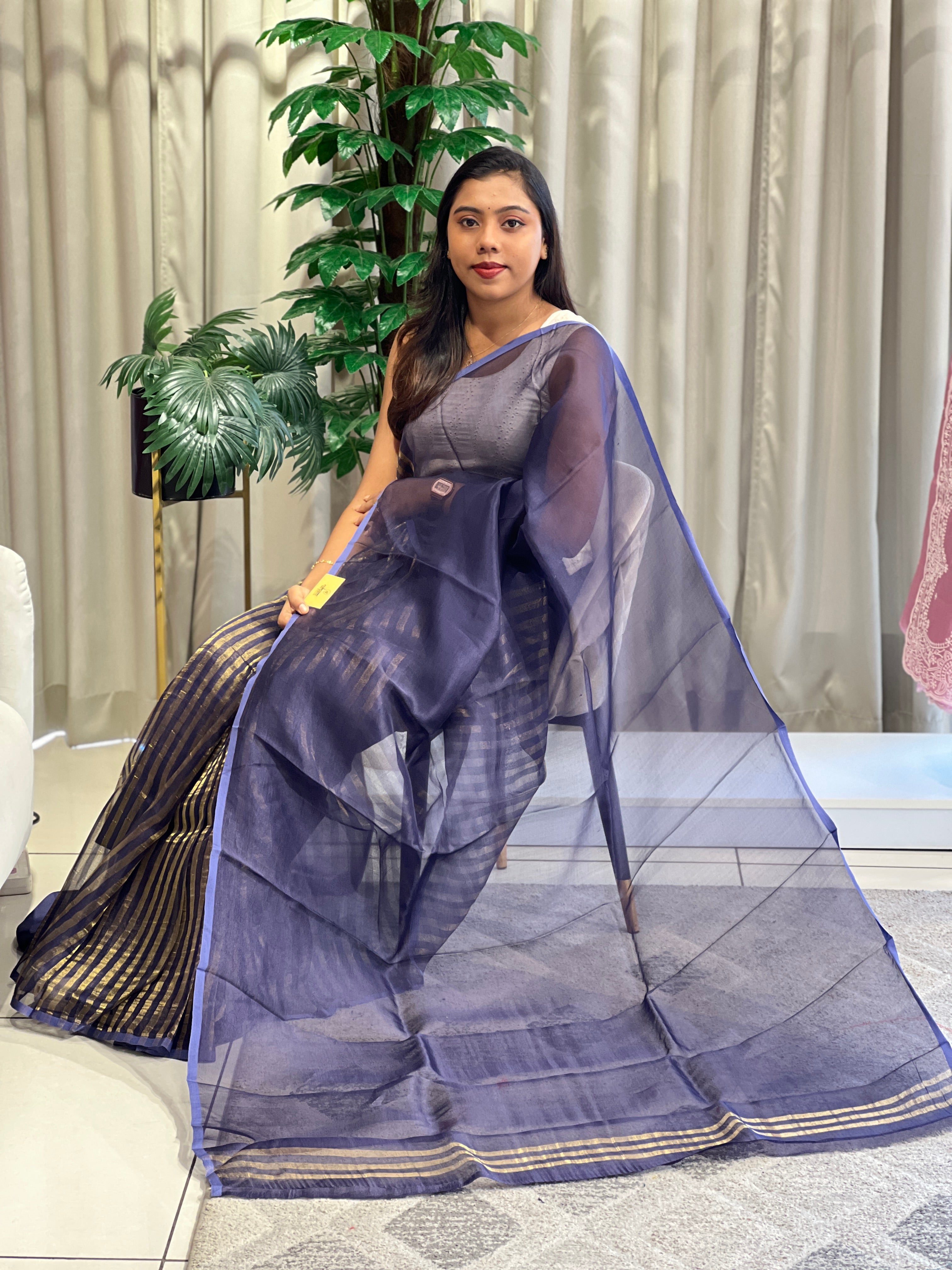 Tissue Line Woven Organza Saree | MM584