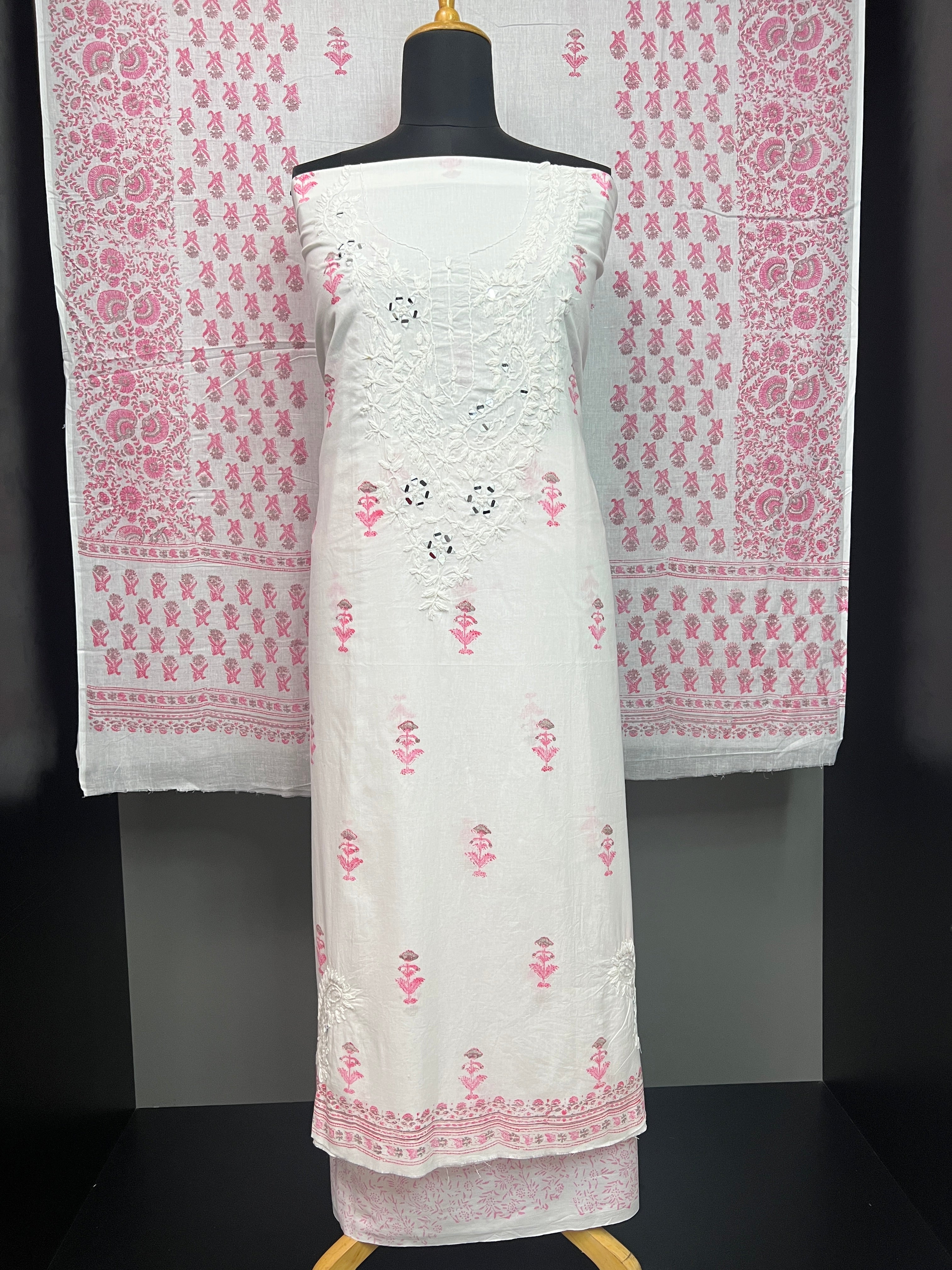Chikankari Embroidered Cotton Salwar Set | SW2092