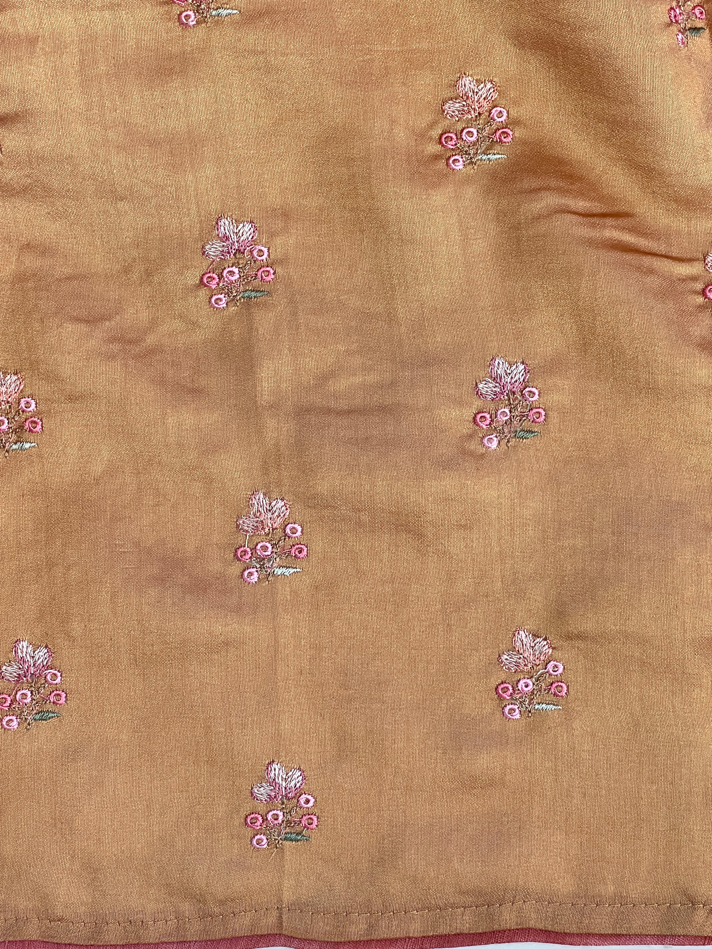 Floral Cross Stitch Embroidery Crushed Shimmer Organza Saree | RGD1001R