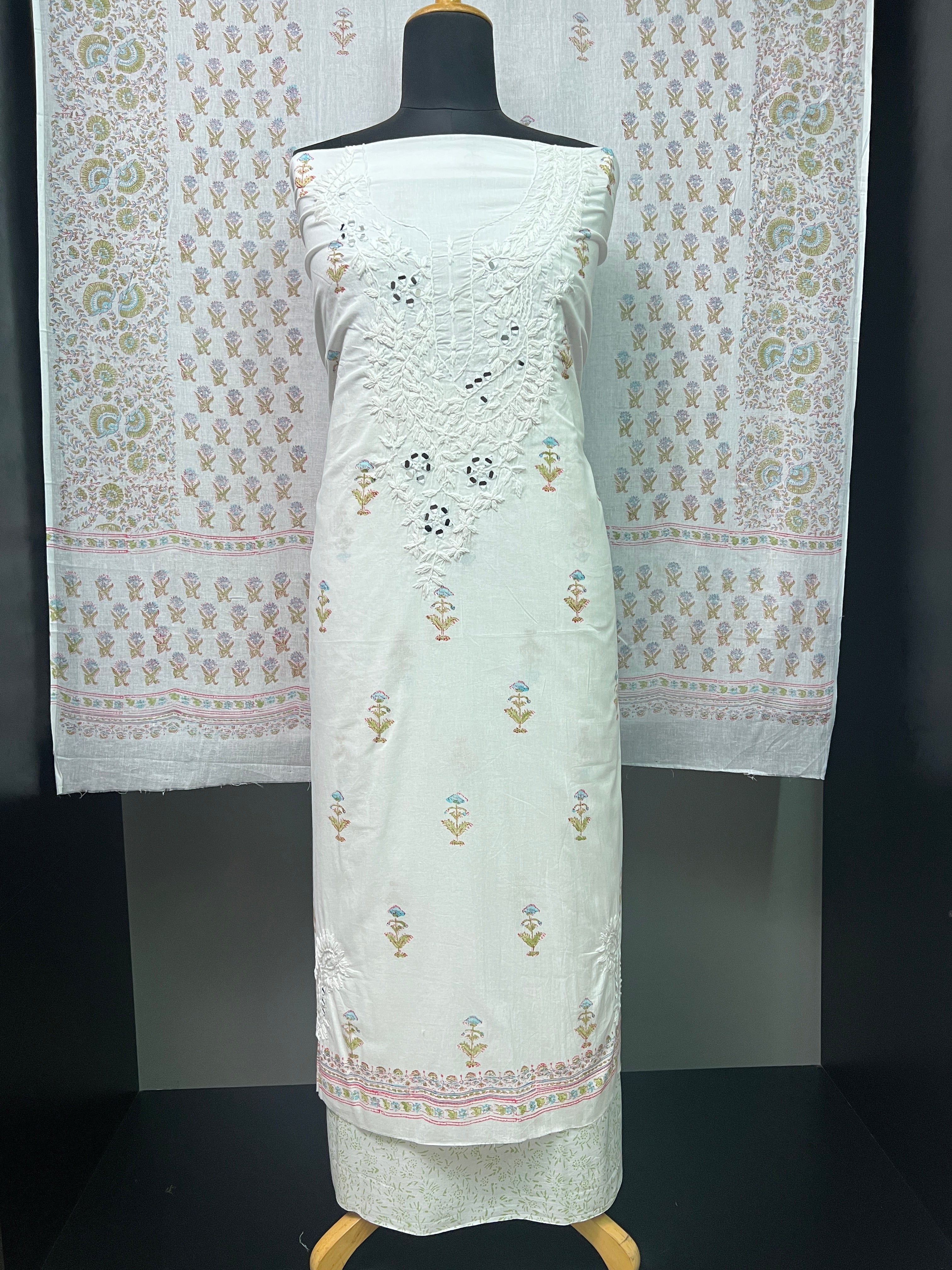 Chikankari Embroidered Cotton Salwar Set | SW2091