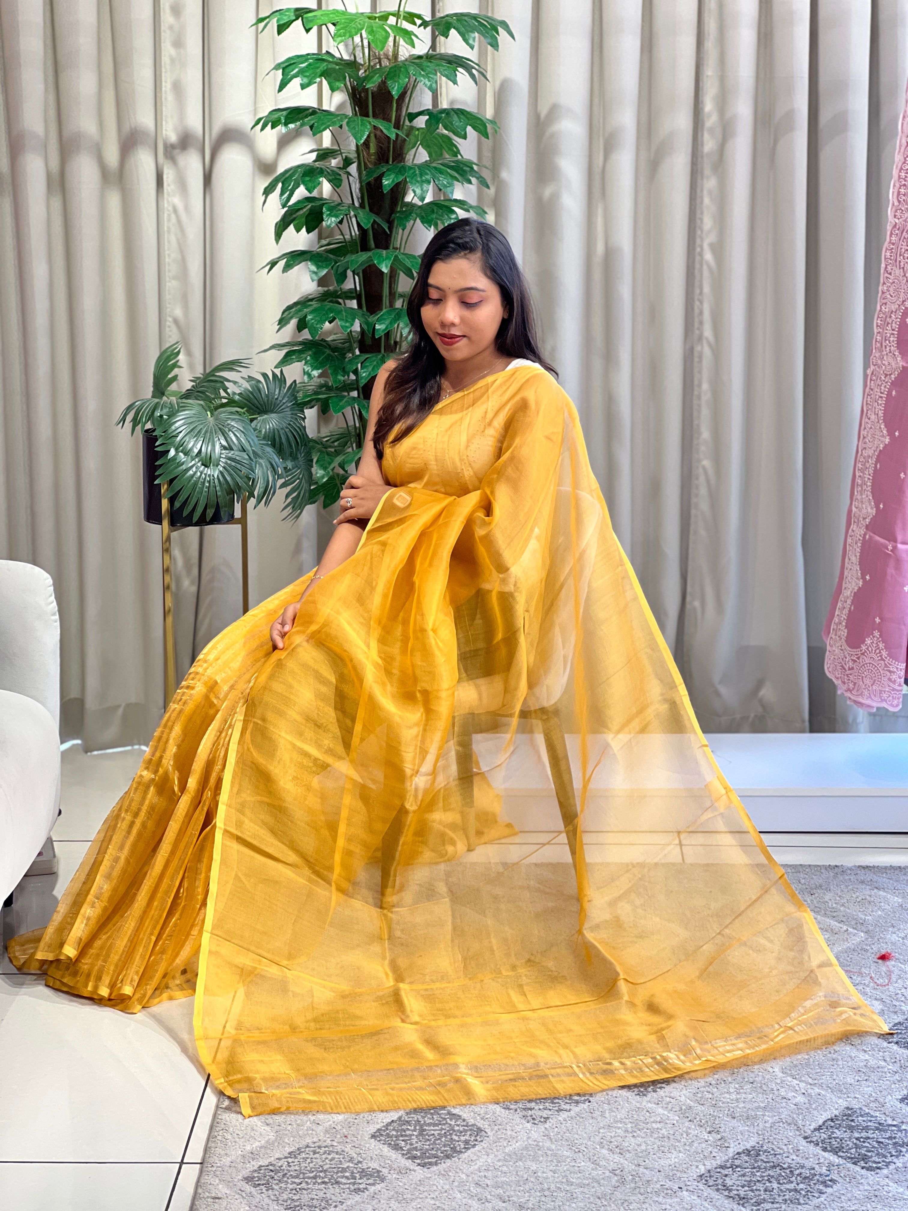 Tissue Line Woven Organza Saree | MM582