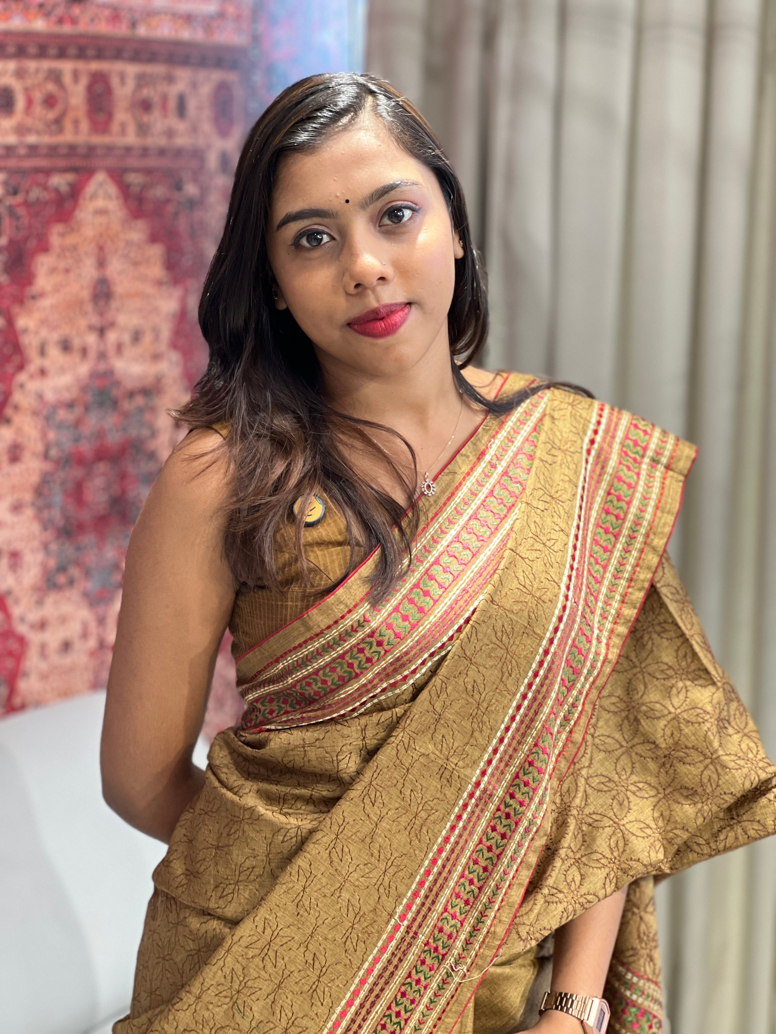 Machine Embroidery Detailed Semi Silk Saree  | SUN465