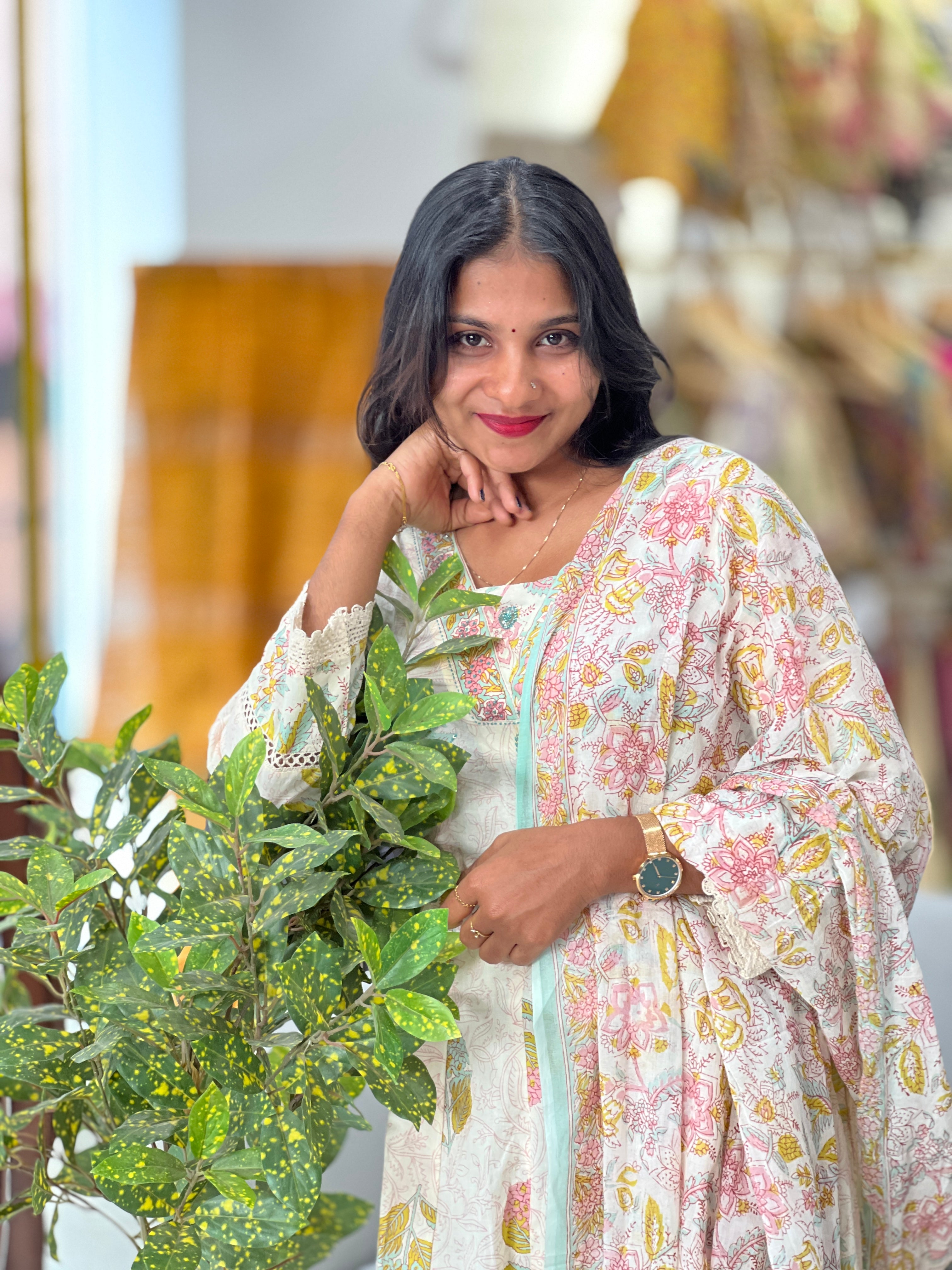 Floral Printed Cotton Kurta Set | MAG103