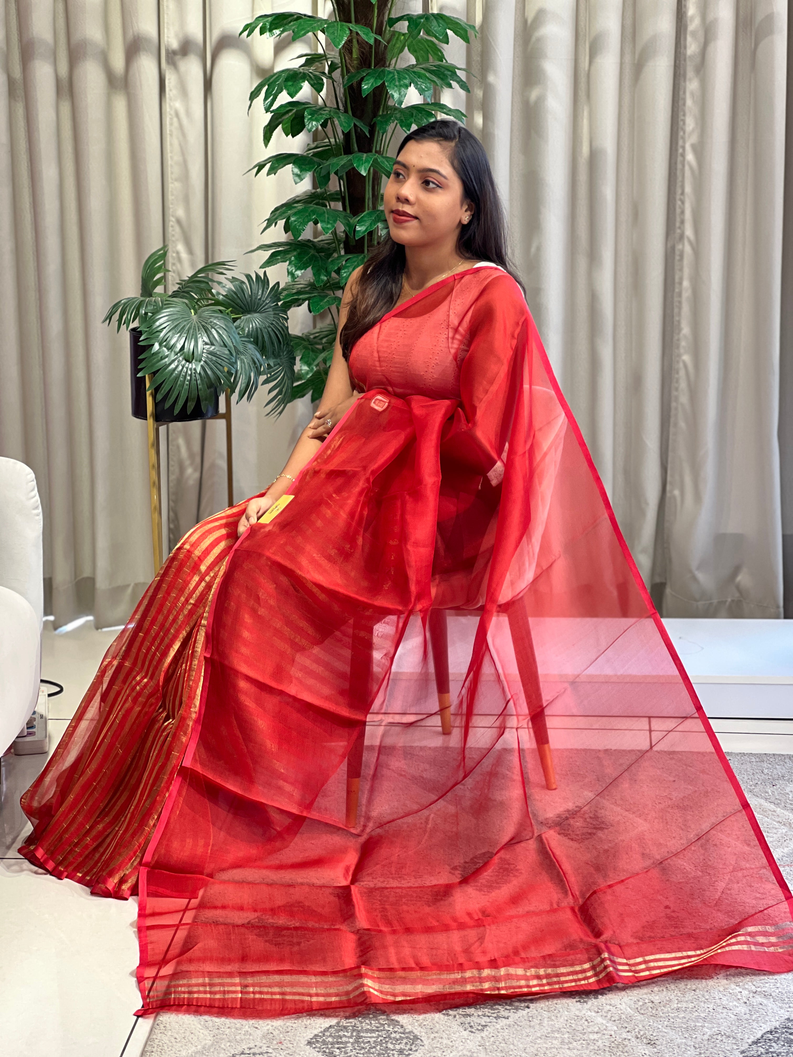 Tissue Line Woven Organza Saree | MM585