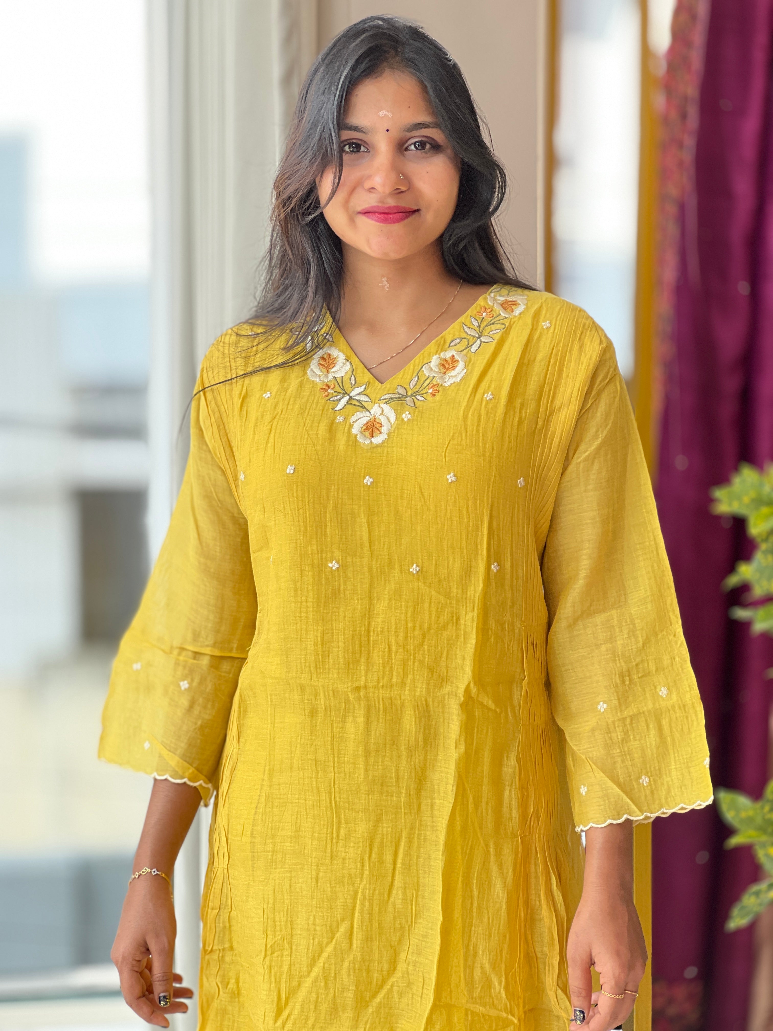 Embroidery Detailing Chanderi Kurta | ADS101