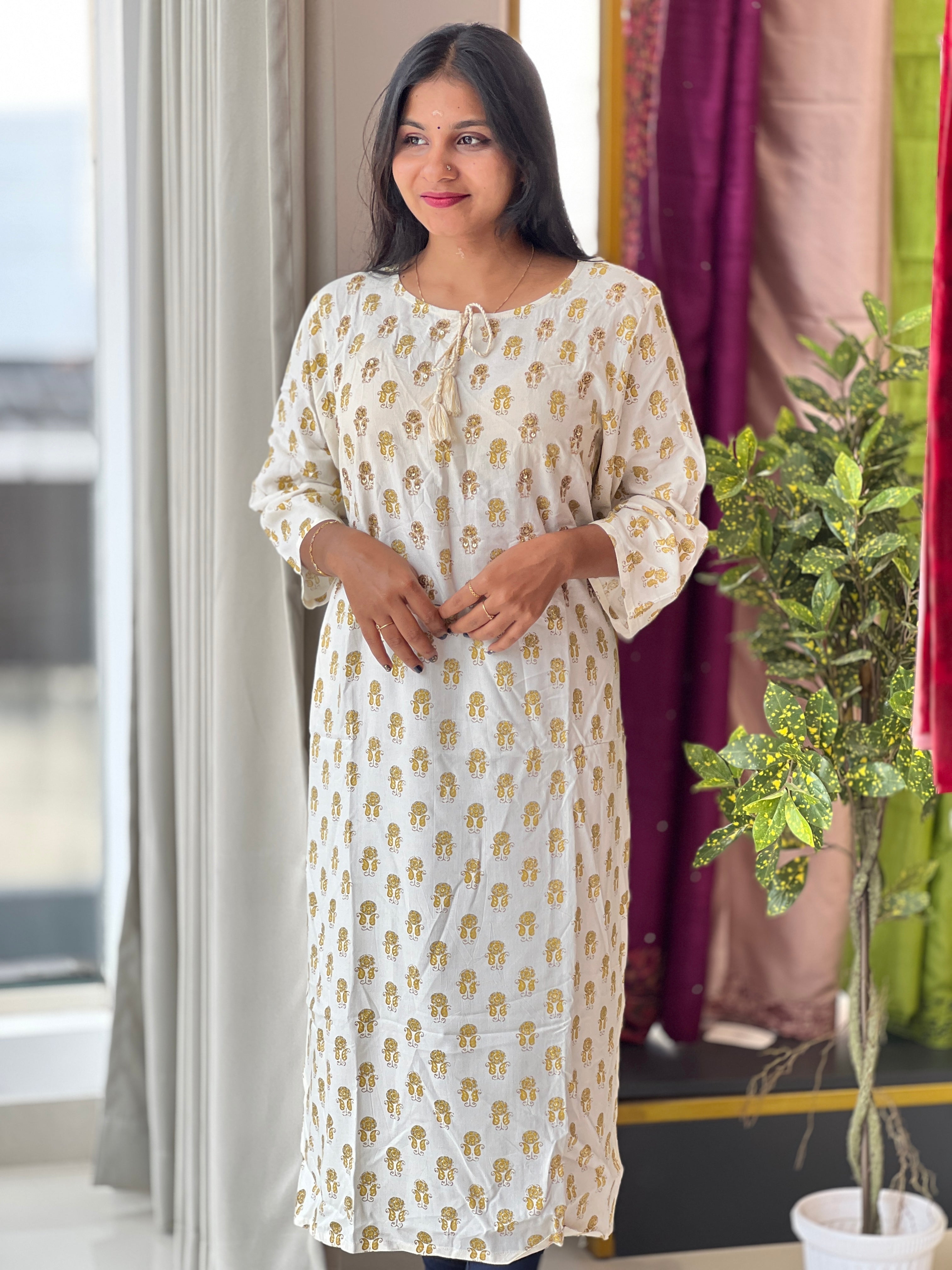 Block Printed Cotton Kurta | AHR376