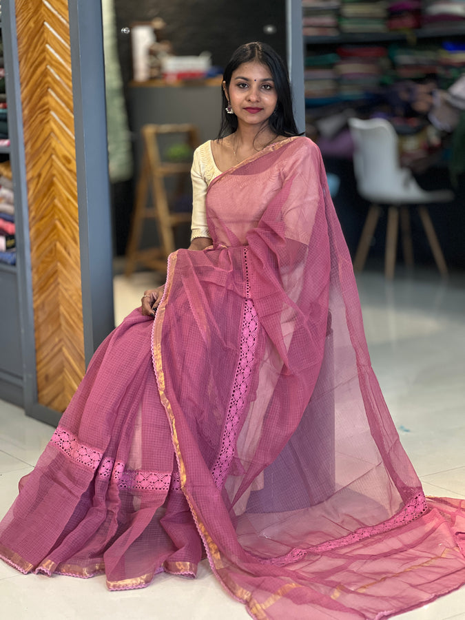 Hand Crochet Lace Kota Saree | AHD1902