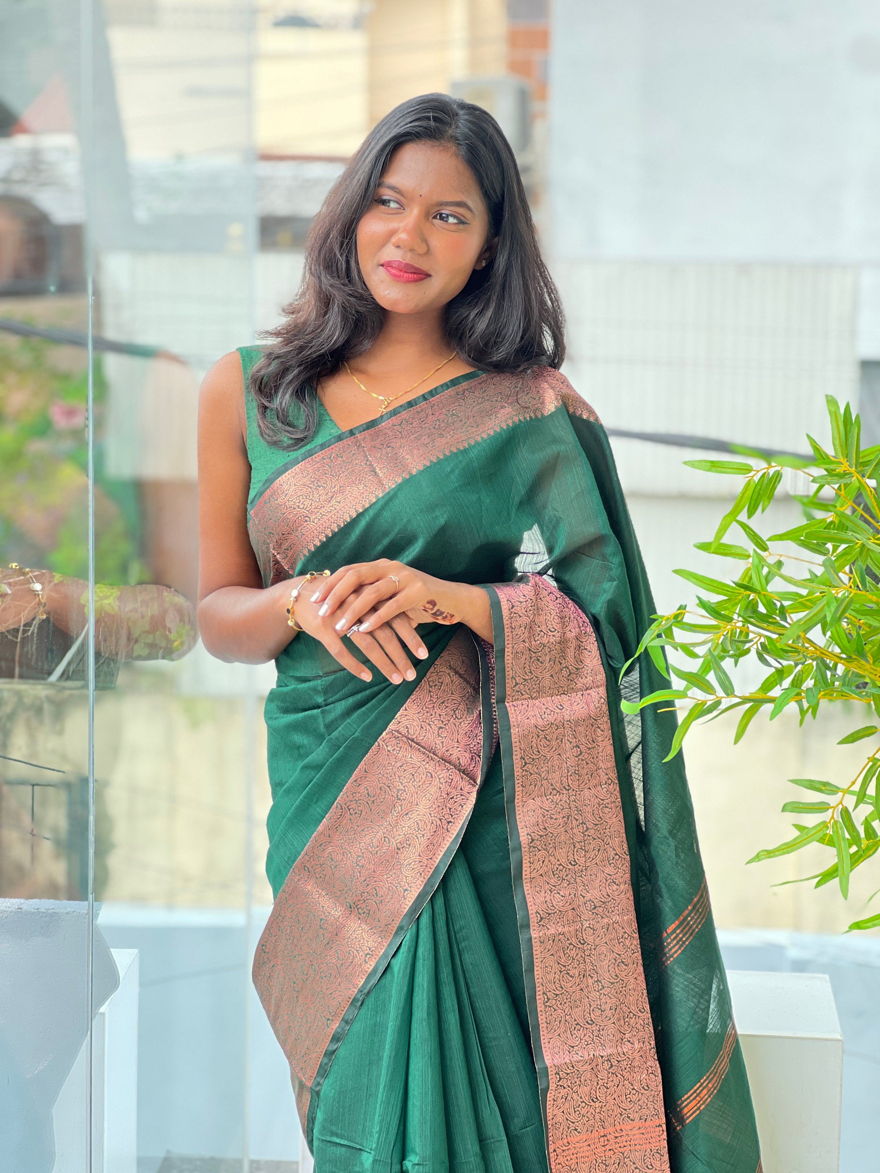Solid Pattern Cotton Silk Saree | RP865