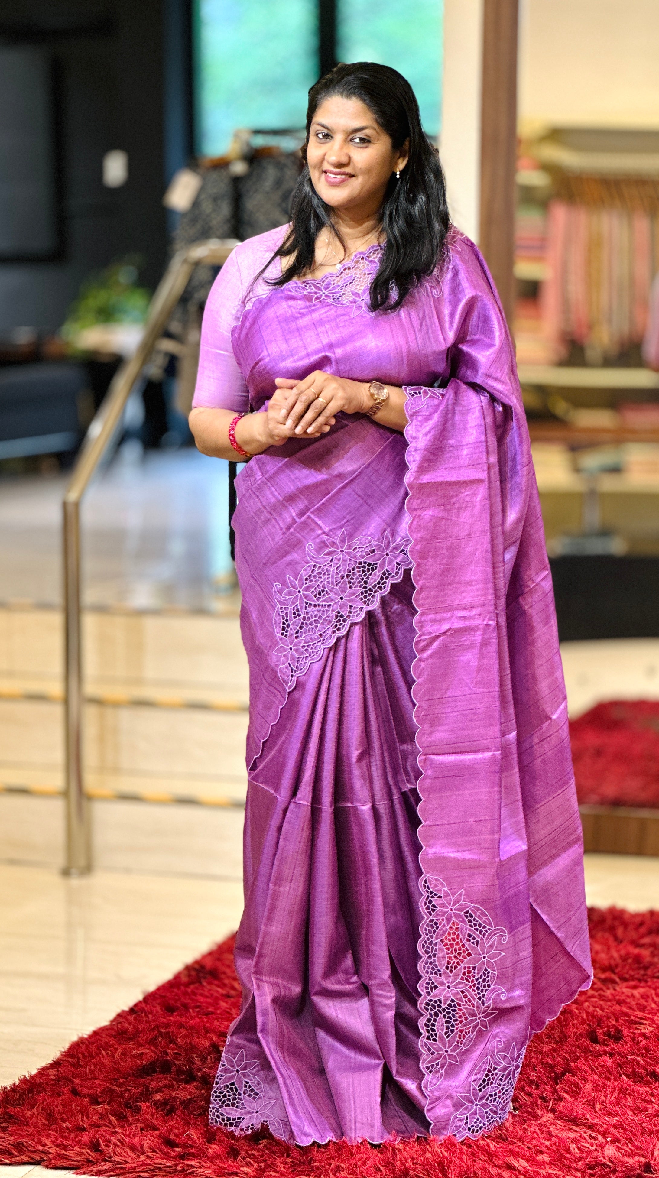Floral Twine Cut Work Detailed Desi Tussar Saree | TC439