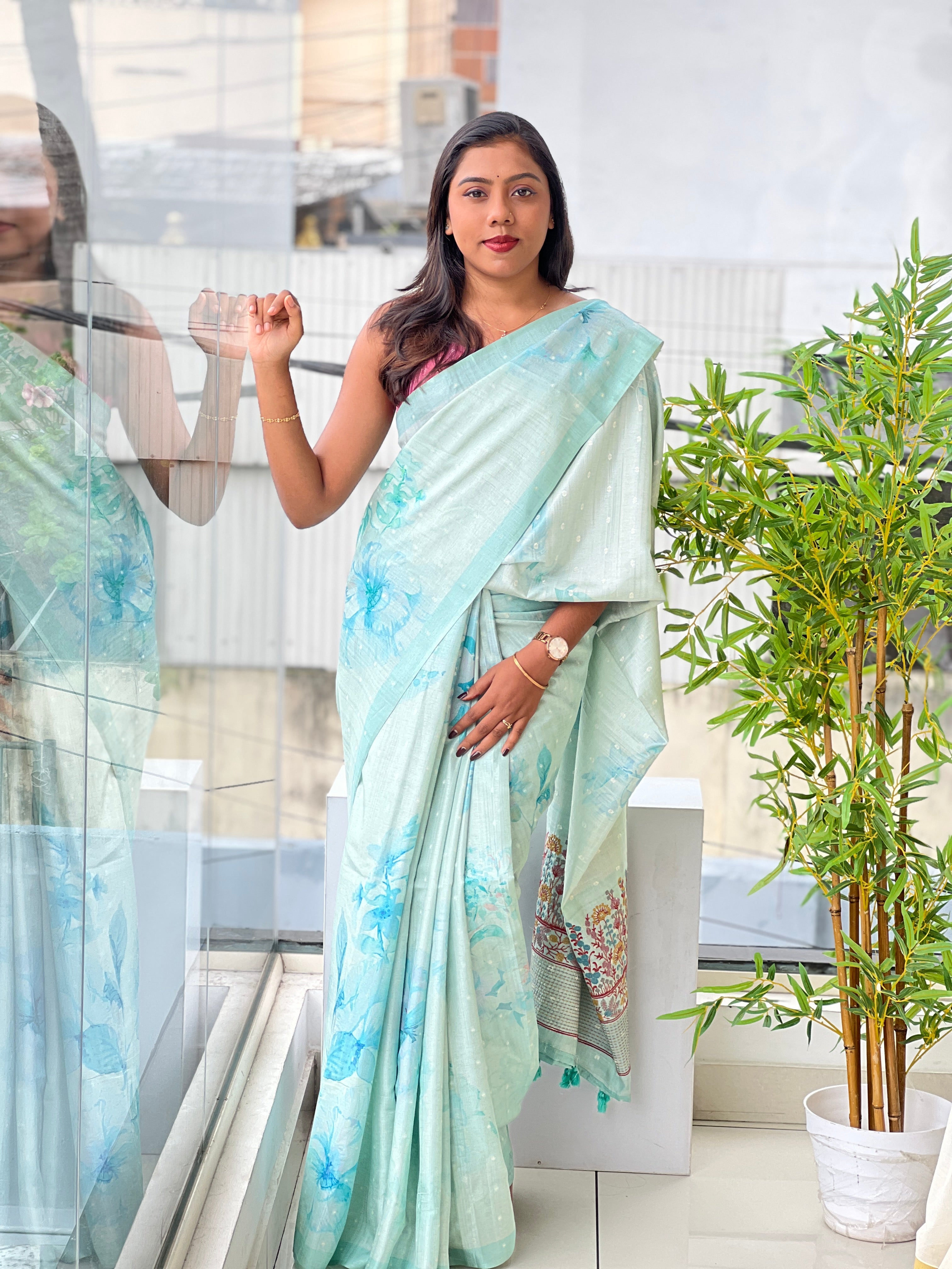 Digital Printed Semi Tussar Saree | YNG1484