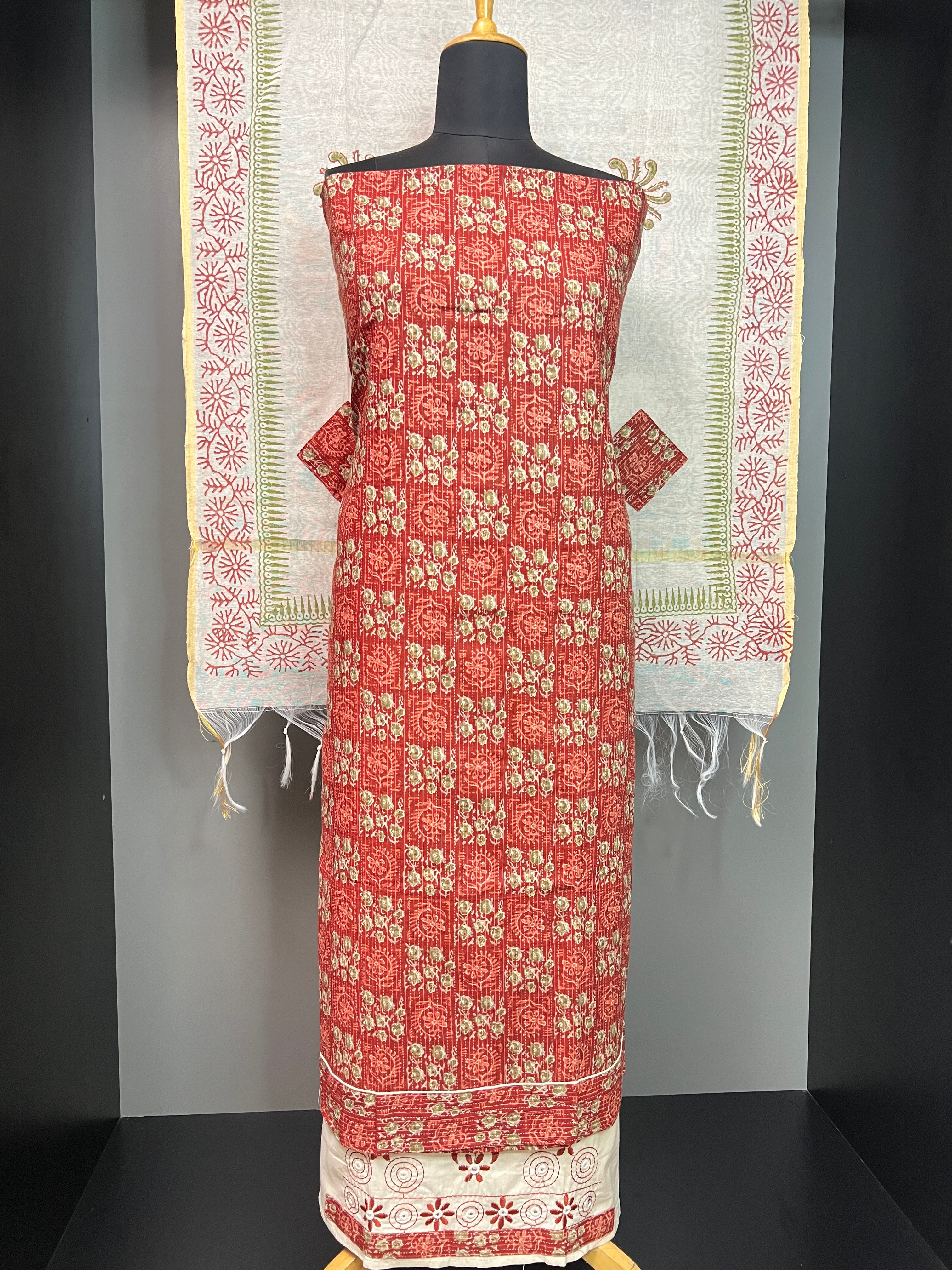 Kantha Weaving Patterned Cotton Salwar Set | SW2108