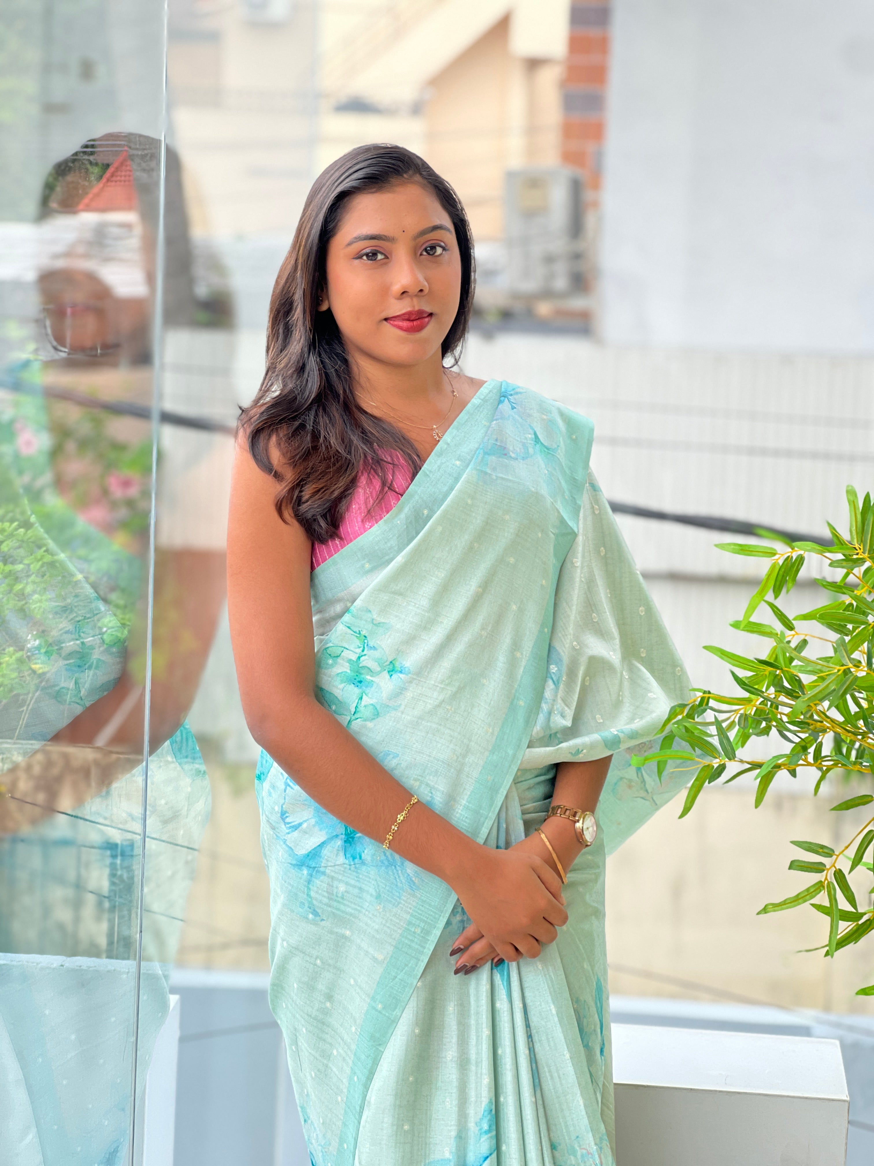 Digital Printed Semi Tussar Saree | YNG1484