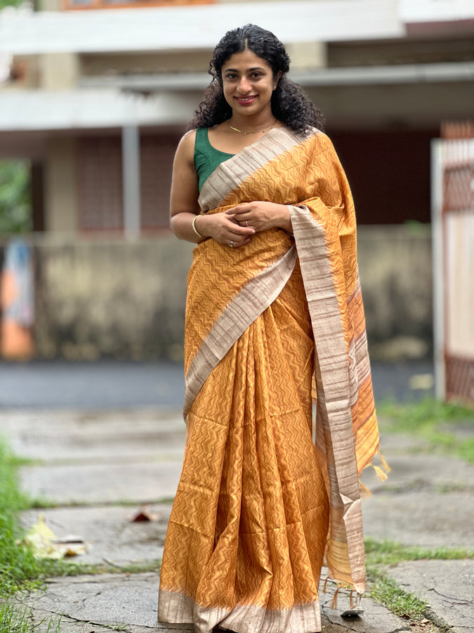 Printed Pattern Semi Tussar Saree | KSD124