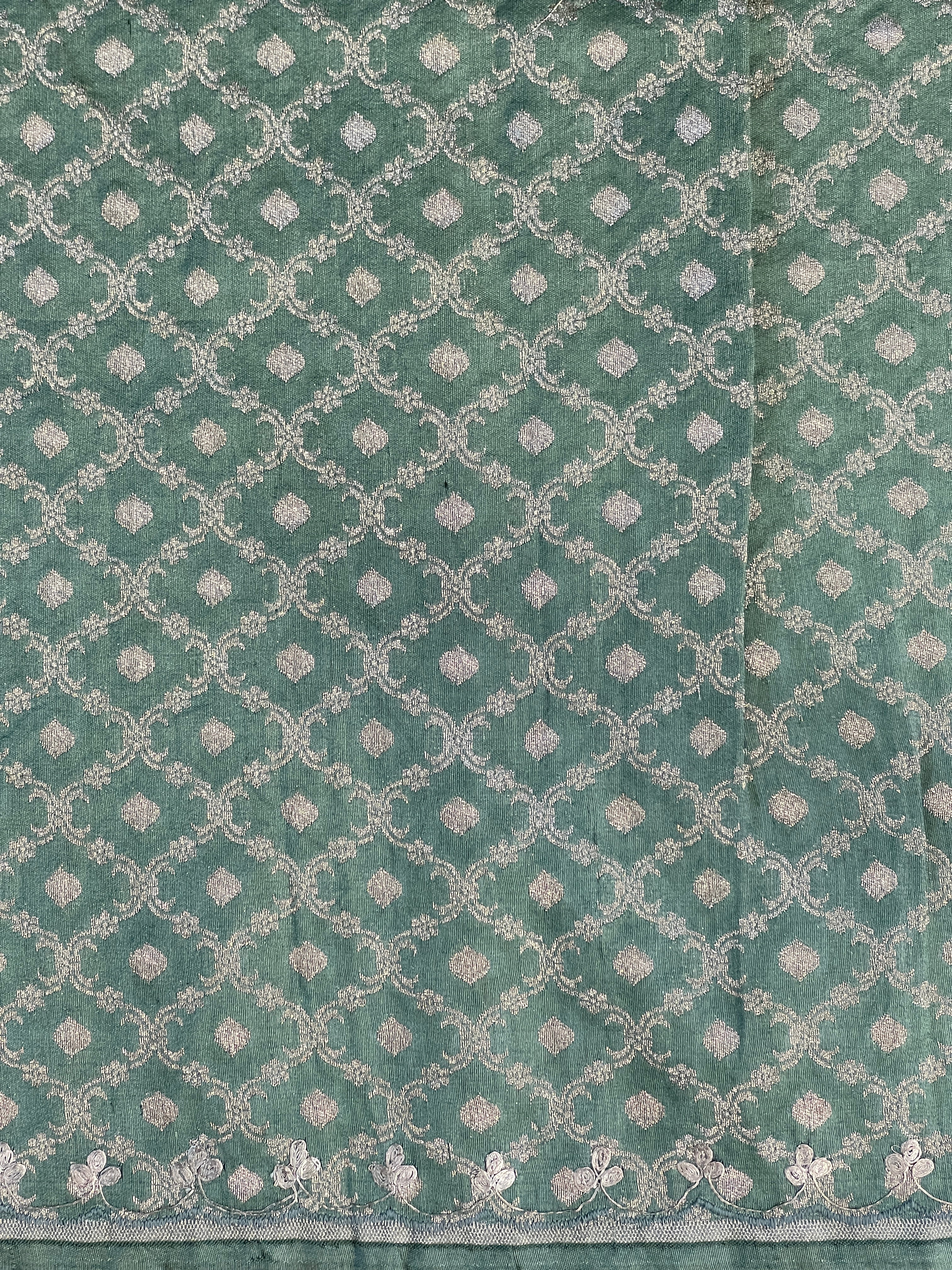 Floral Cross Stitch Embroidery Crushed Tissue Organza Saree | RGD993R