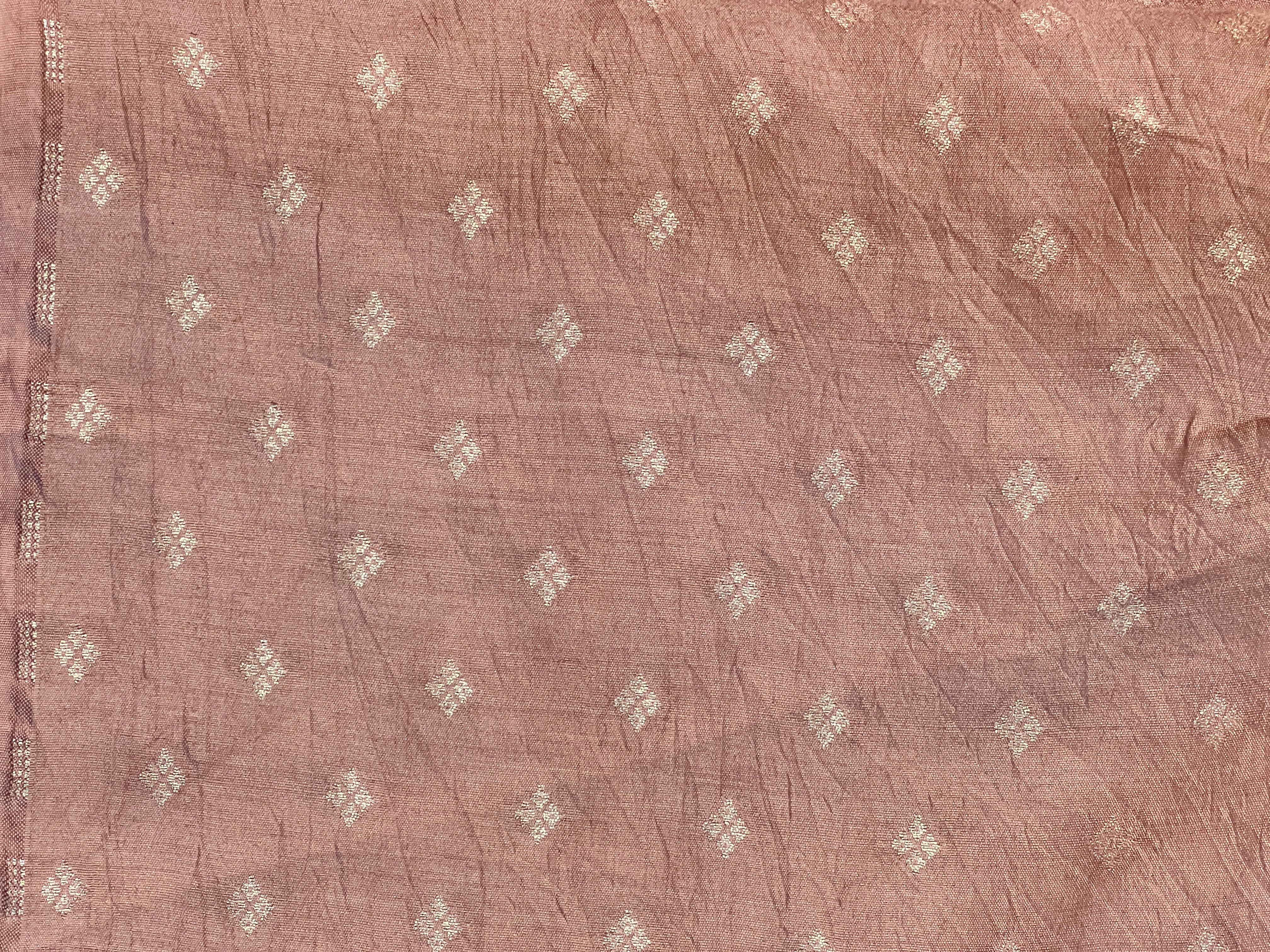 Floral Cross Stitch Embroidery Crushed Tissue Organza Saree | RGD994R