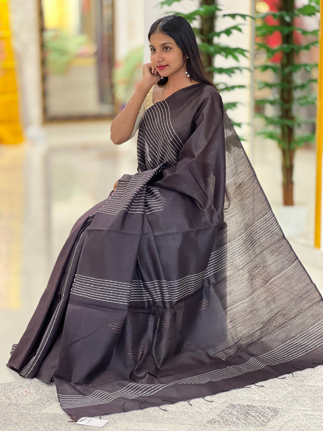 Stripe Patterned Semi Silk Saree | PD502