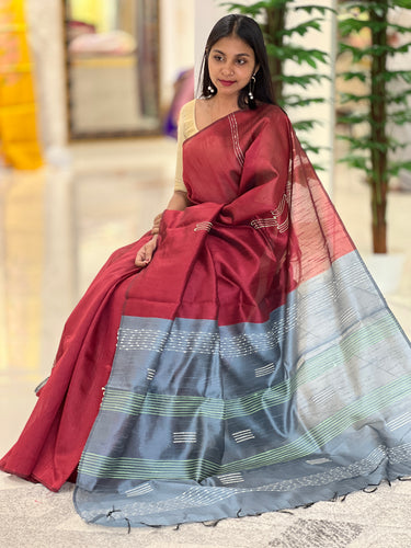 Stripe Patterned Semi Silk Saree | PD499