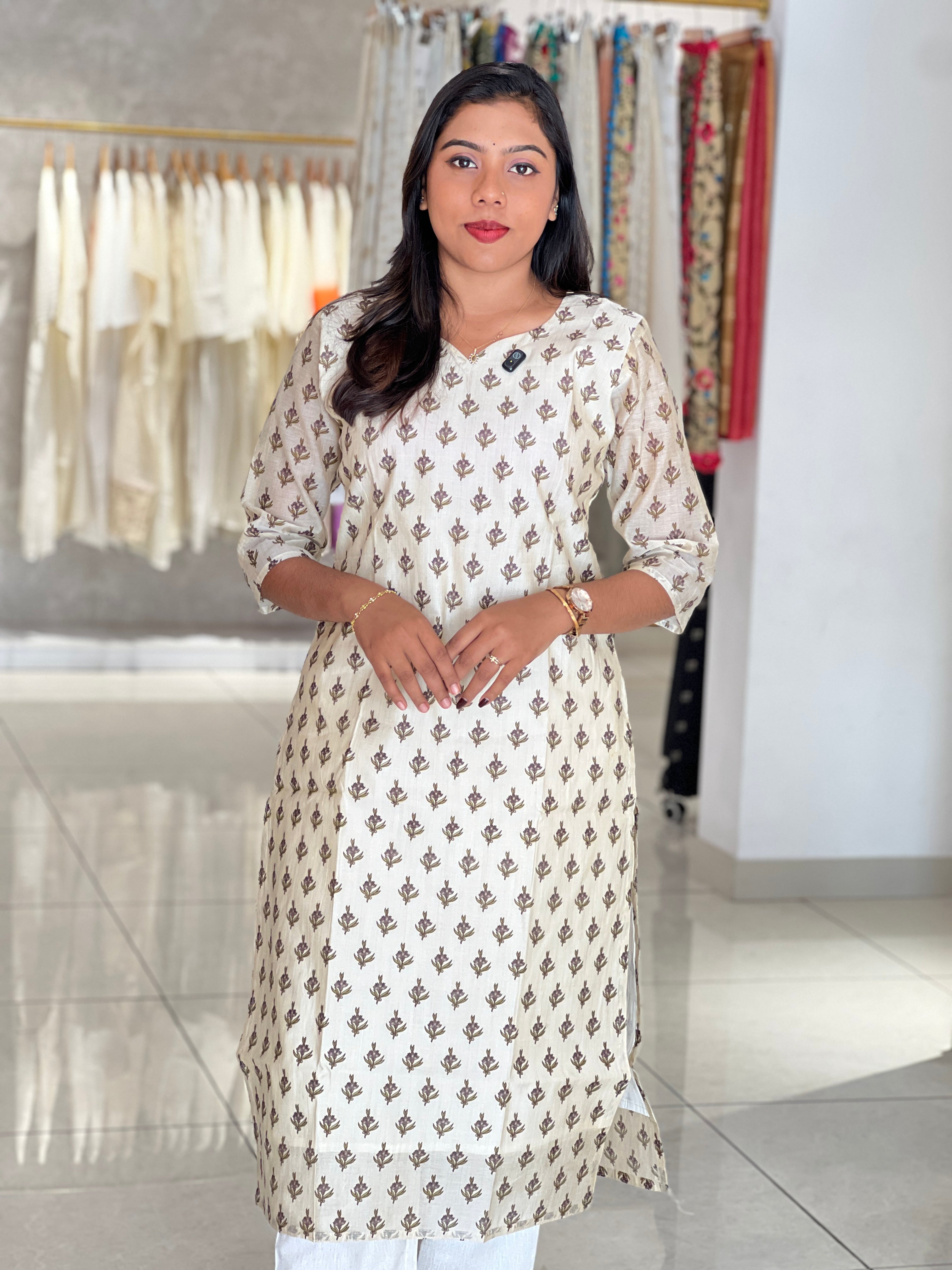 Printed Design Chanderi Finish Kurta | RMLA385