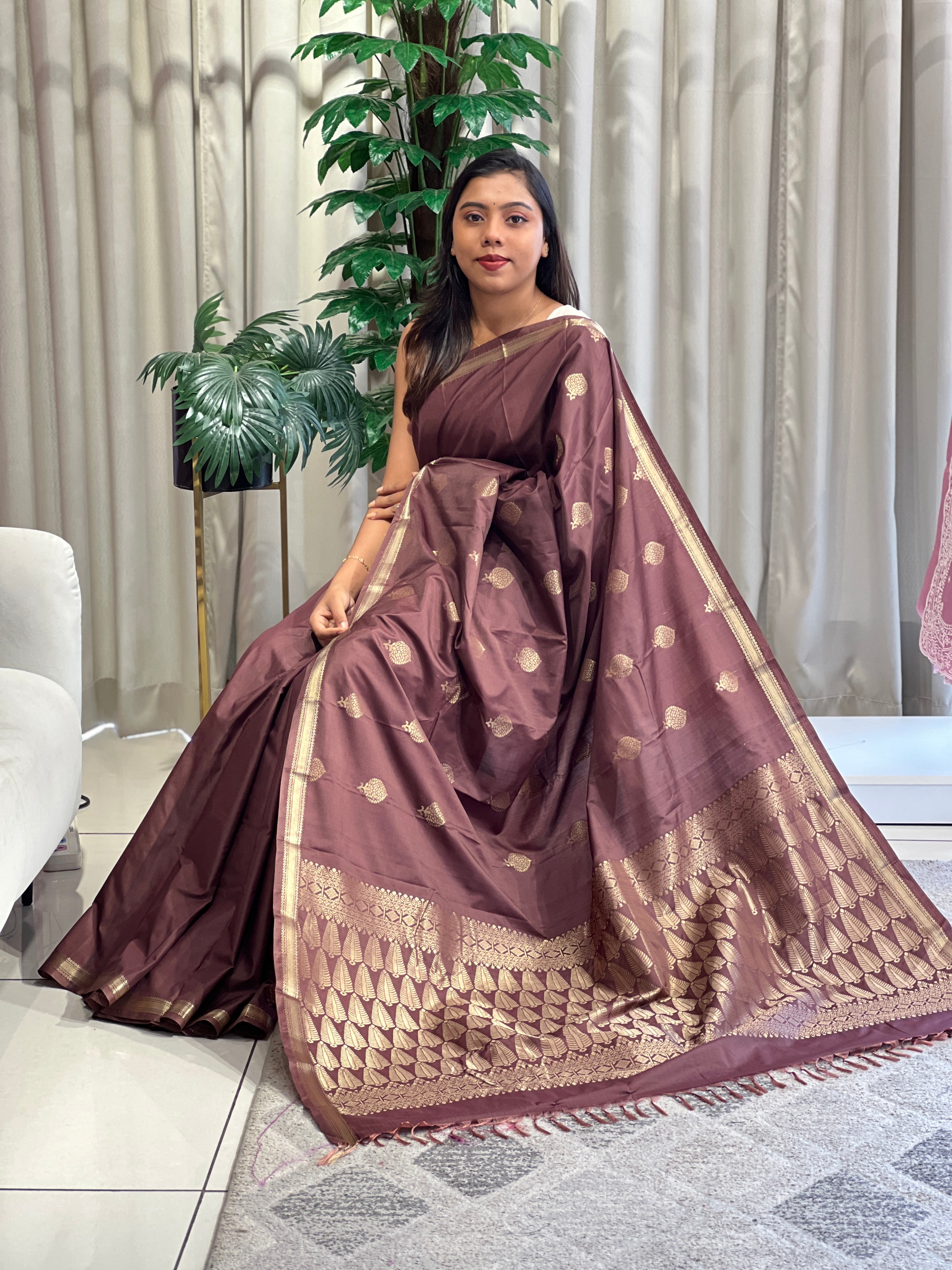 Floral Buta Woven Powerloom Semi Silk Saree | LPR113