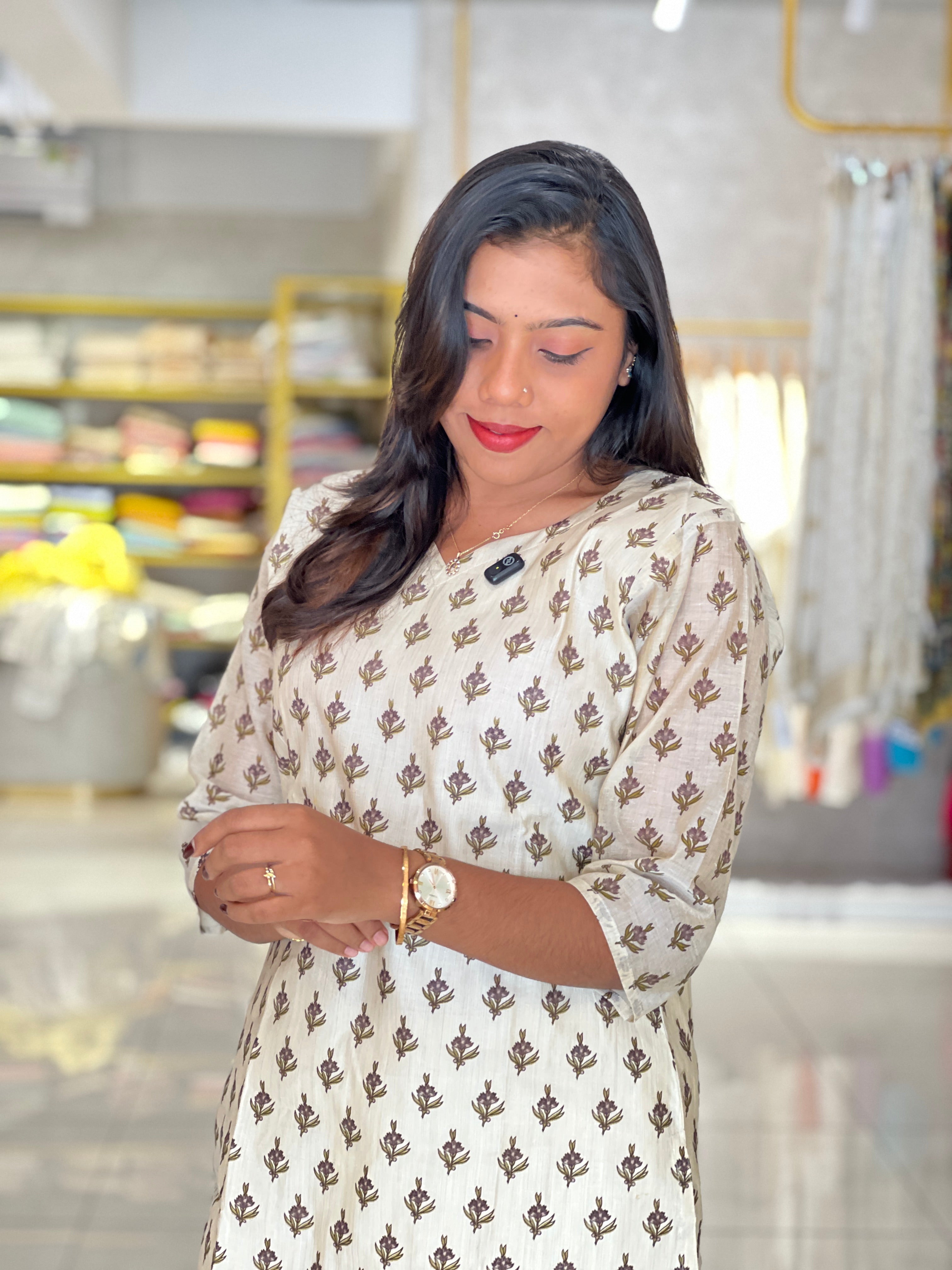 Printed Design Chanderi Finish Kurta | RMLA385