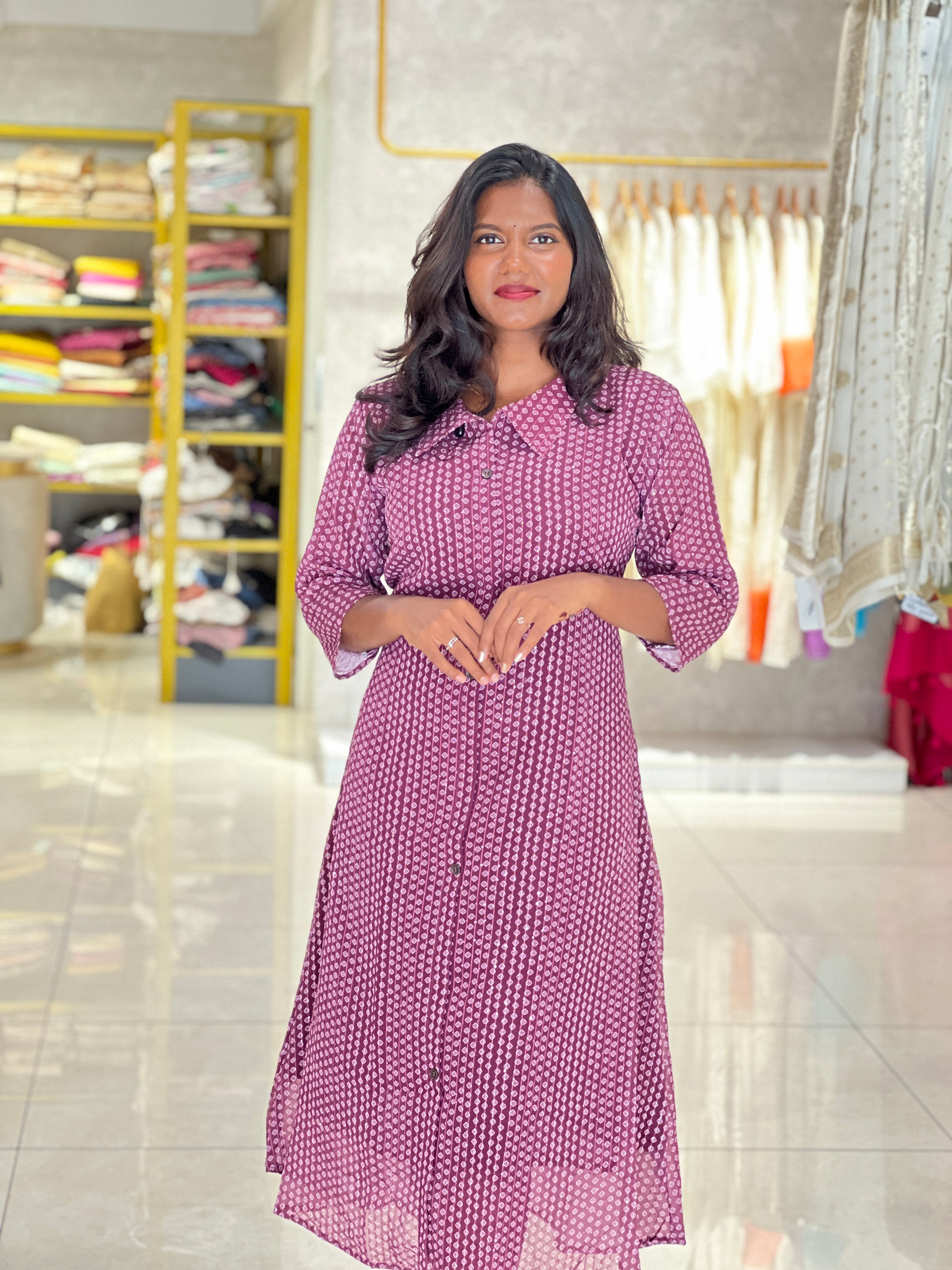Printed Pattern Georgette A Line Kurta | RMLA374
