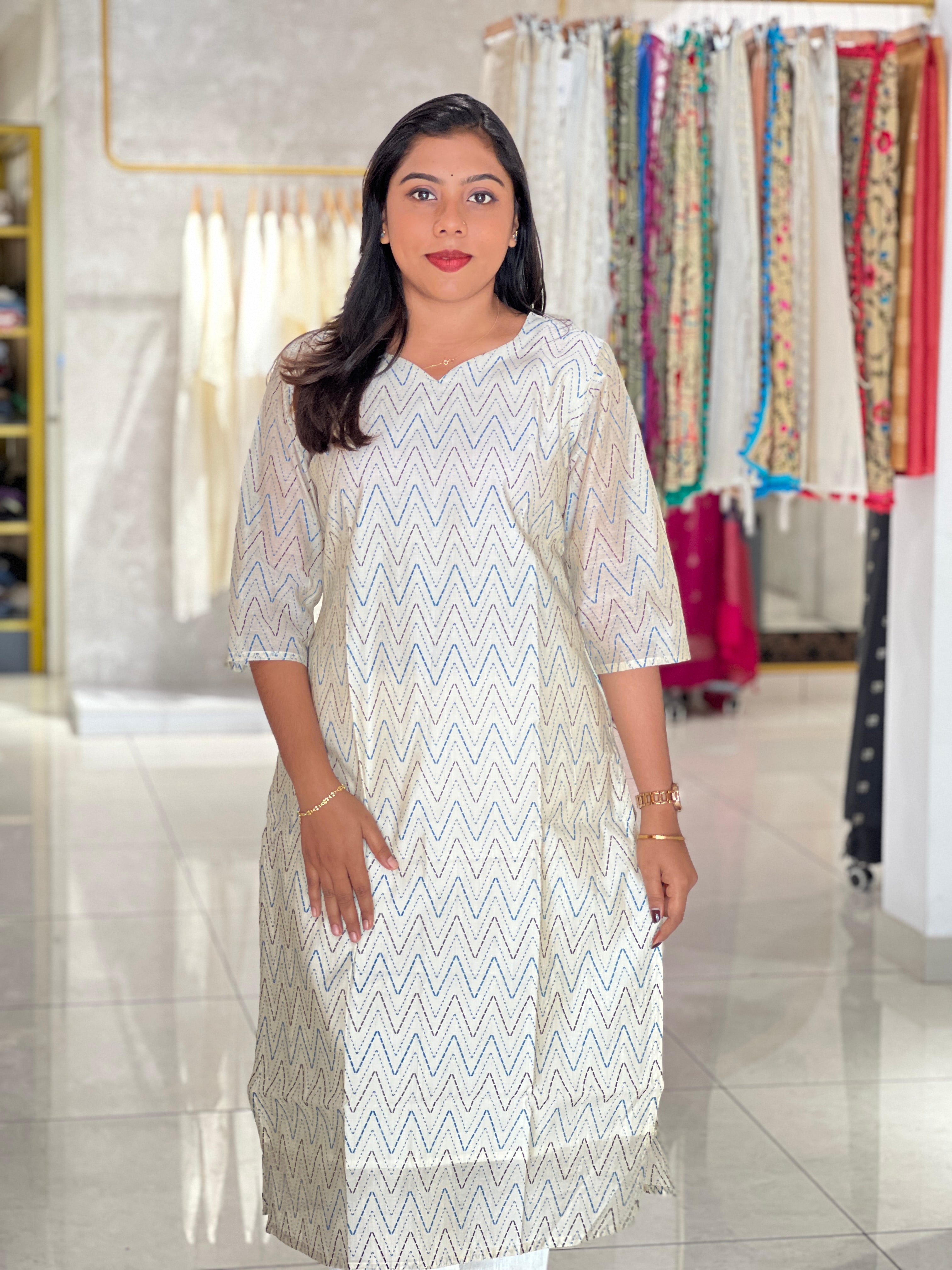 Printed Design Chanderi Finish Kurta | RMLA388