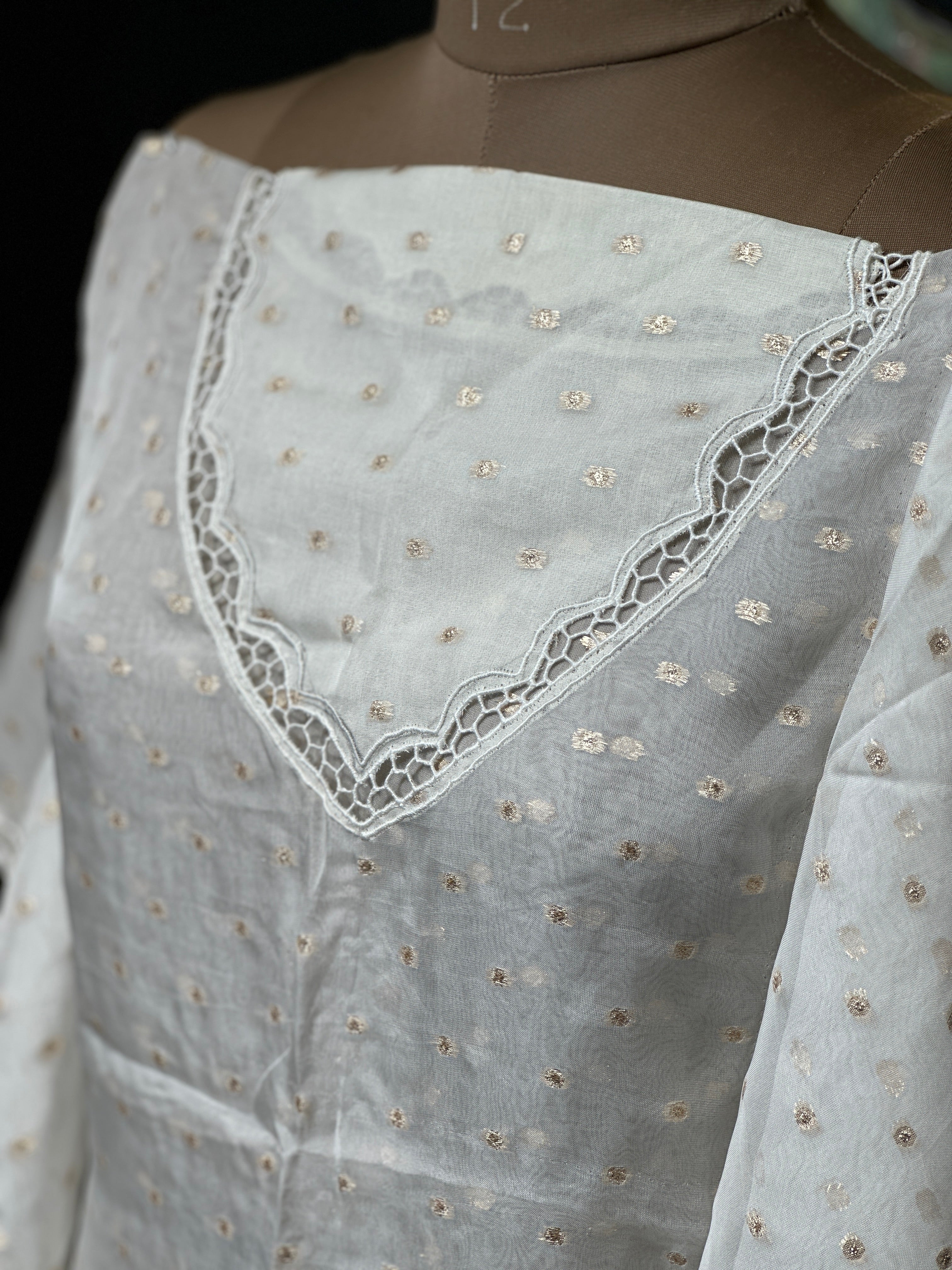 Twine Cut Work With Banarasi Butta Detailed Viscose Organza Kaftan | TC438