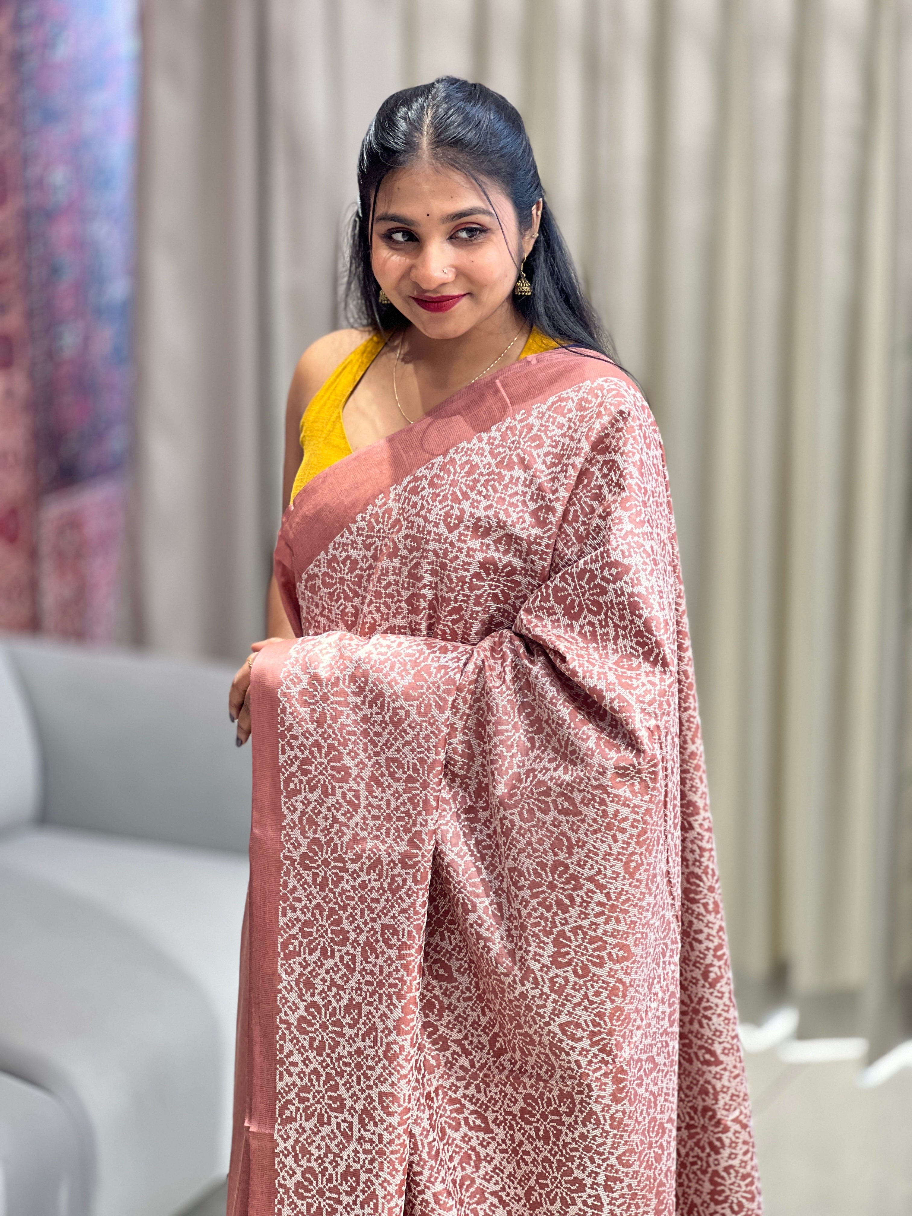 Floral Embroidery Detailed Tussar Saree | HS1292