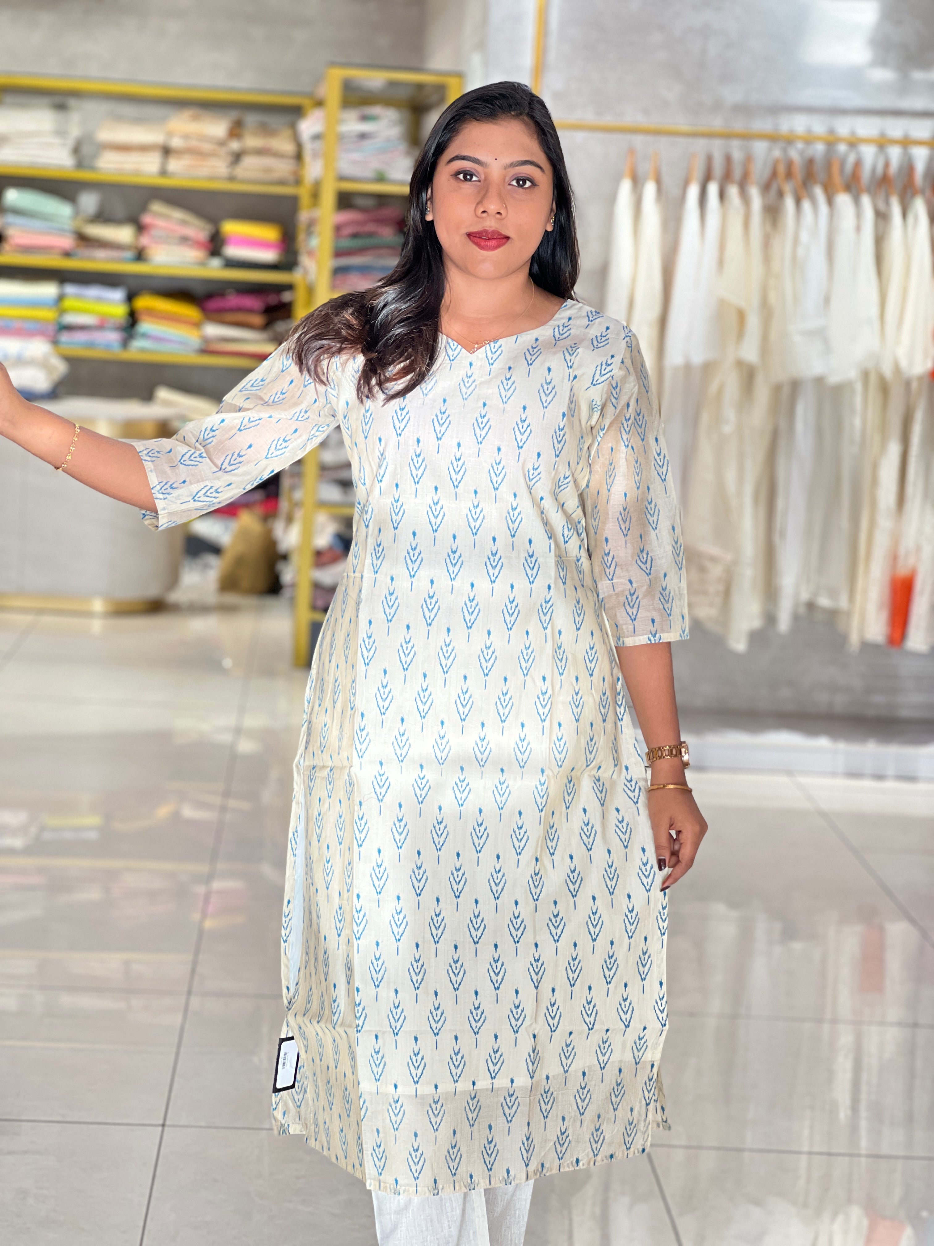 Printed Design Chanderi Finish Kurta | RMLA386