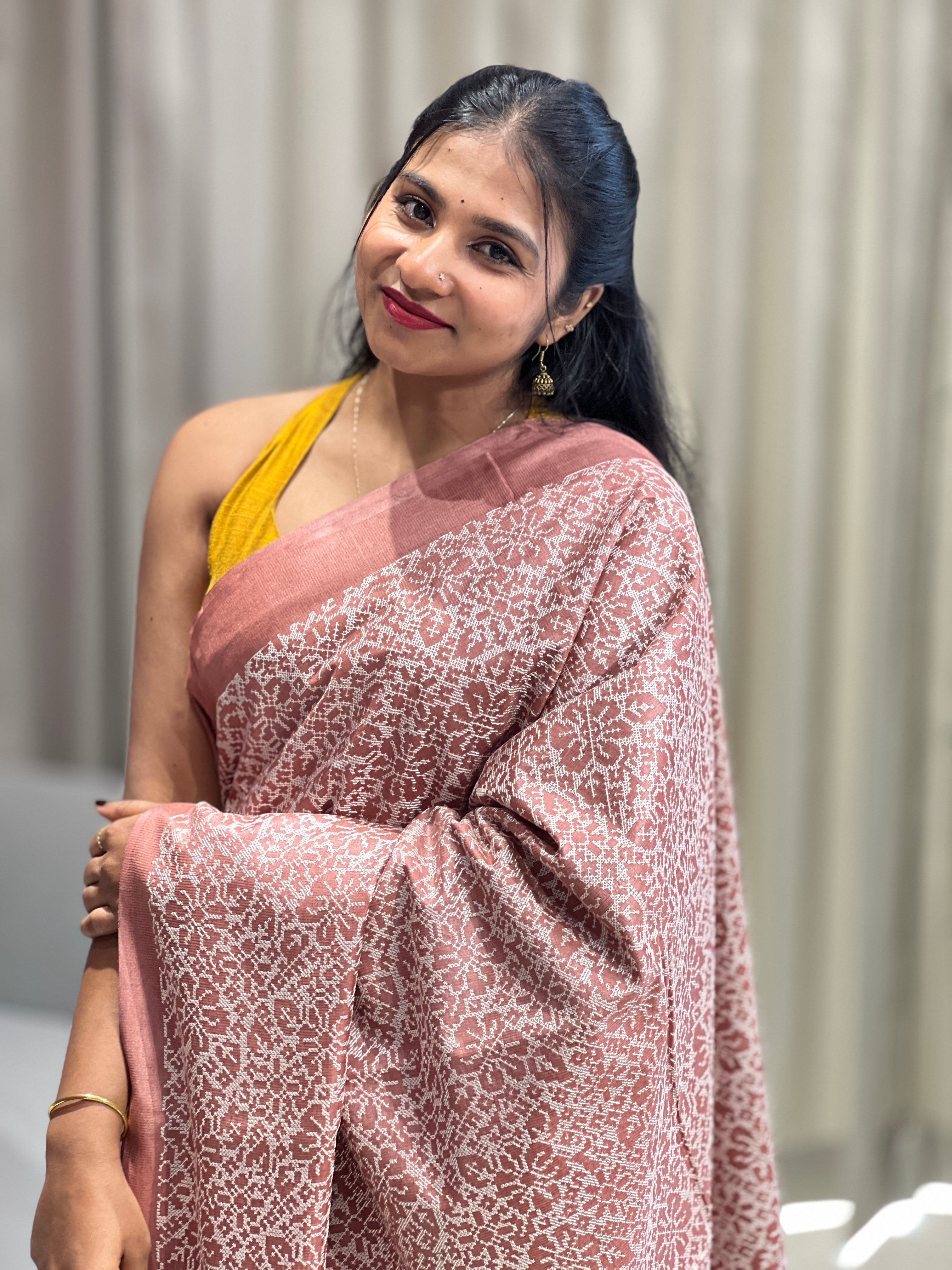 Floral Embroidery Detailed Tussar Saree | HS1292