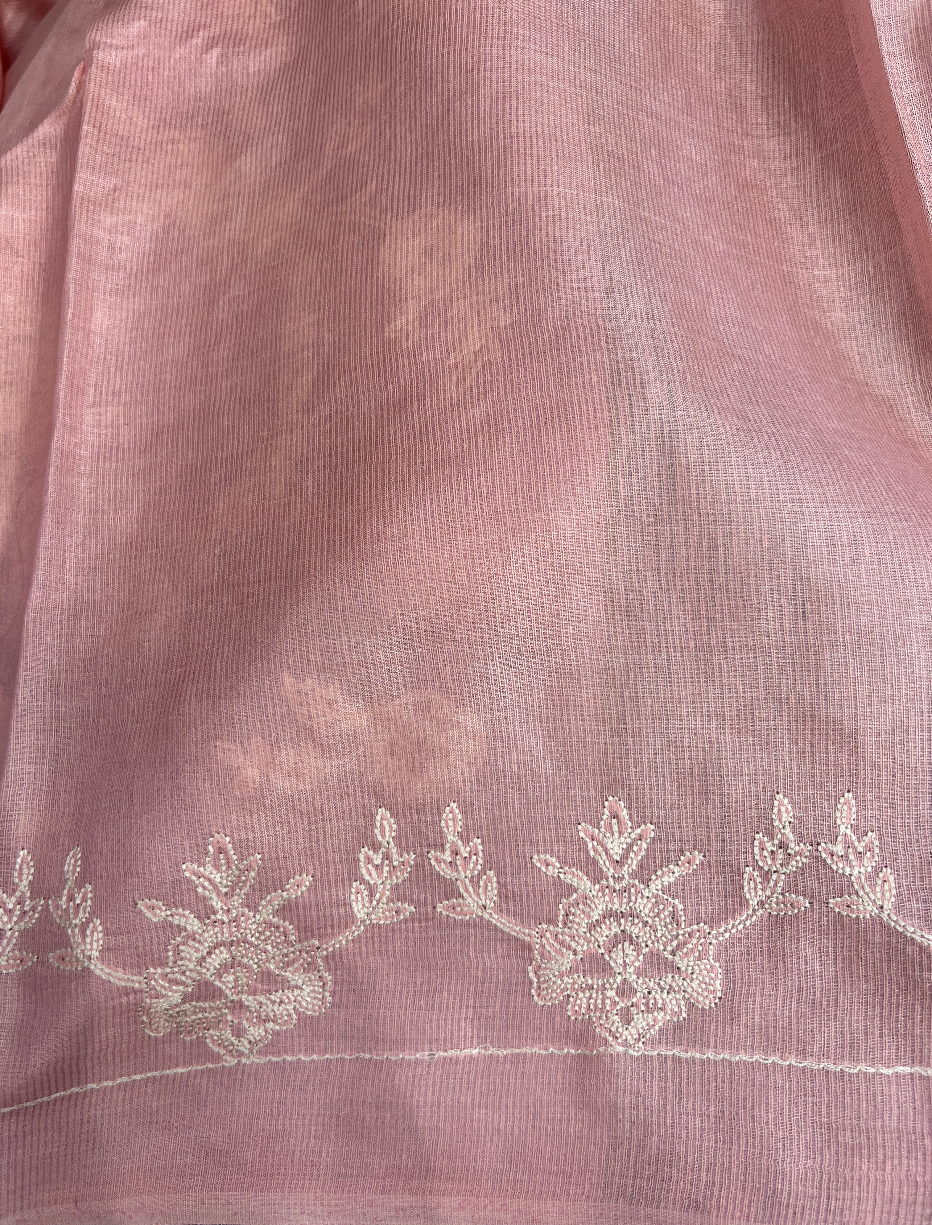 Lucknowi Inspired Jaal Embroidery detailed Noil Tussar Saree | HS1296