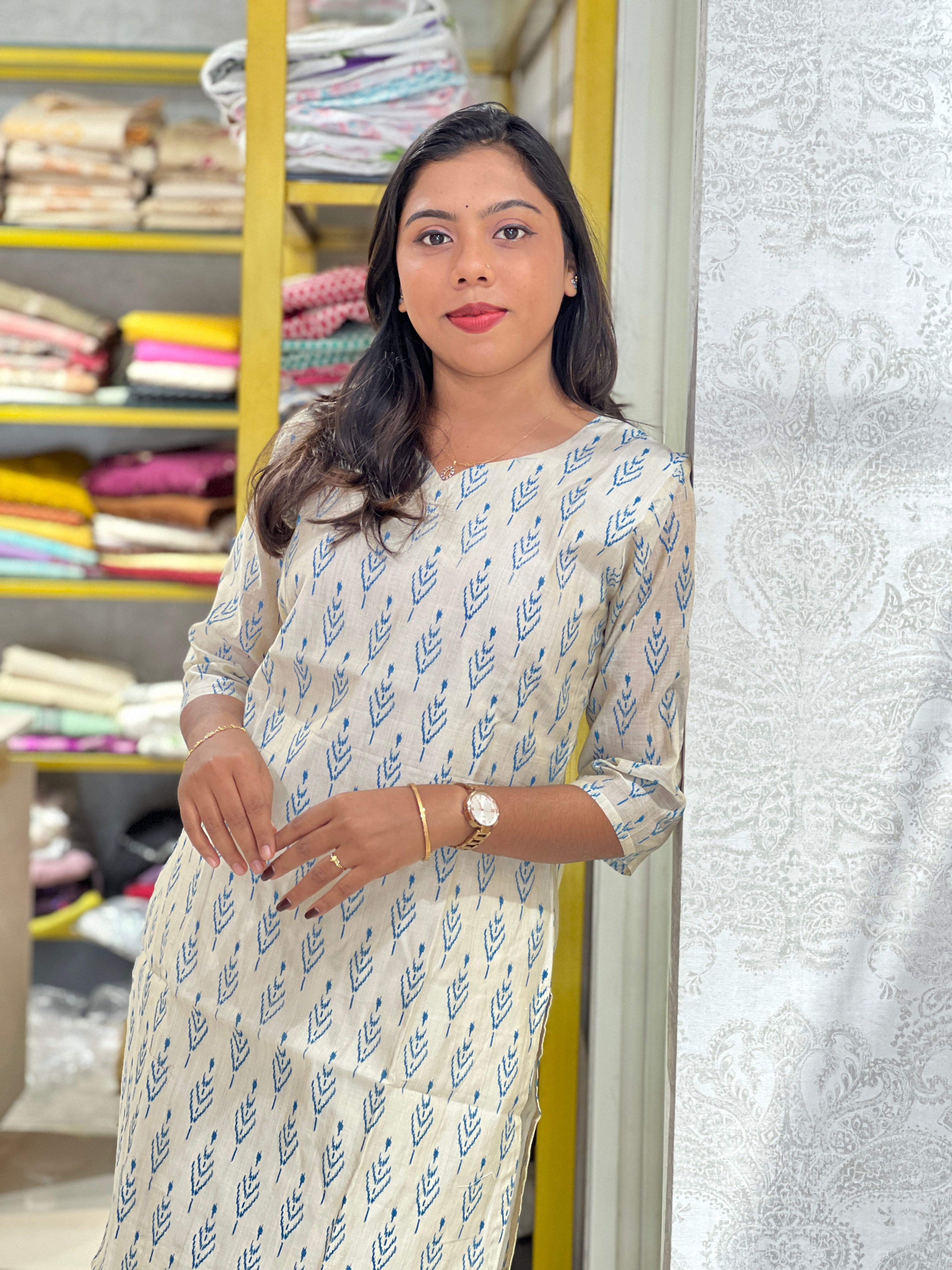 Printed Design Chanderi Finish Kurta | RMLA386