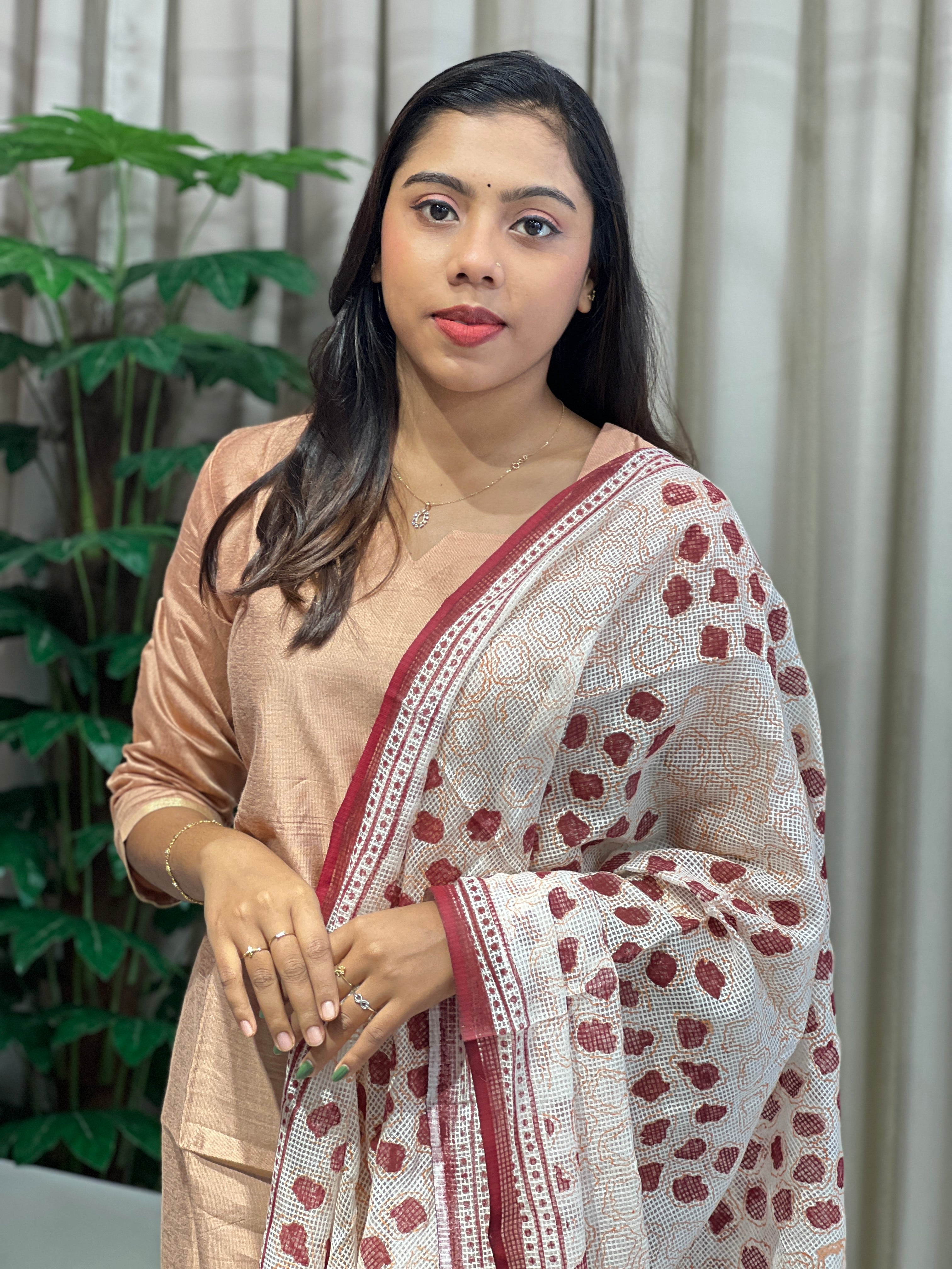 Leaf Printed Chanderi Kurta | DNT1026