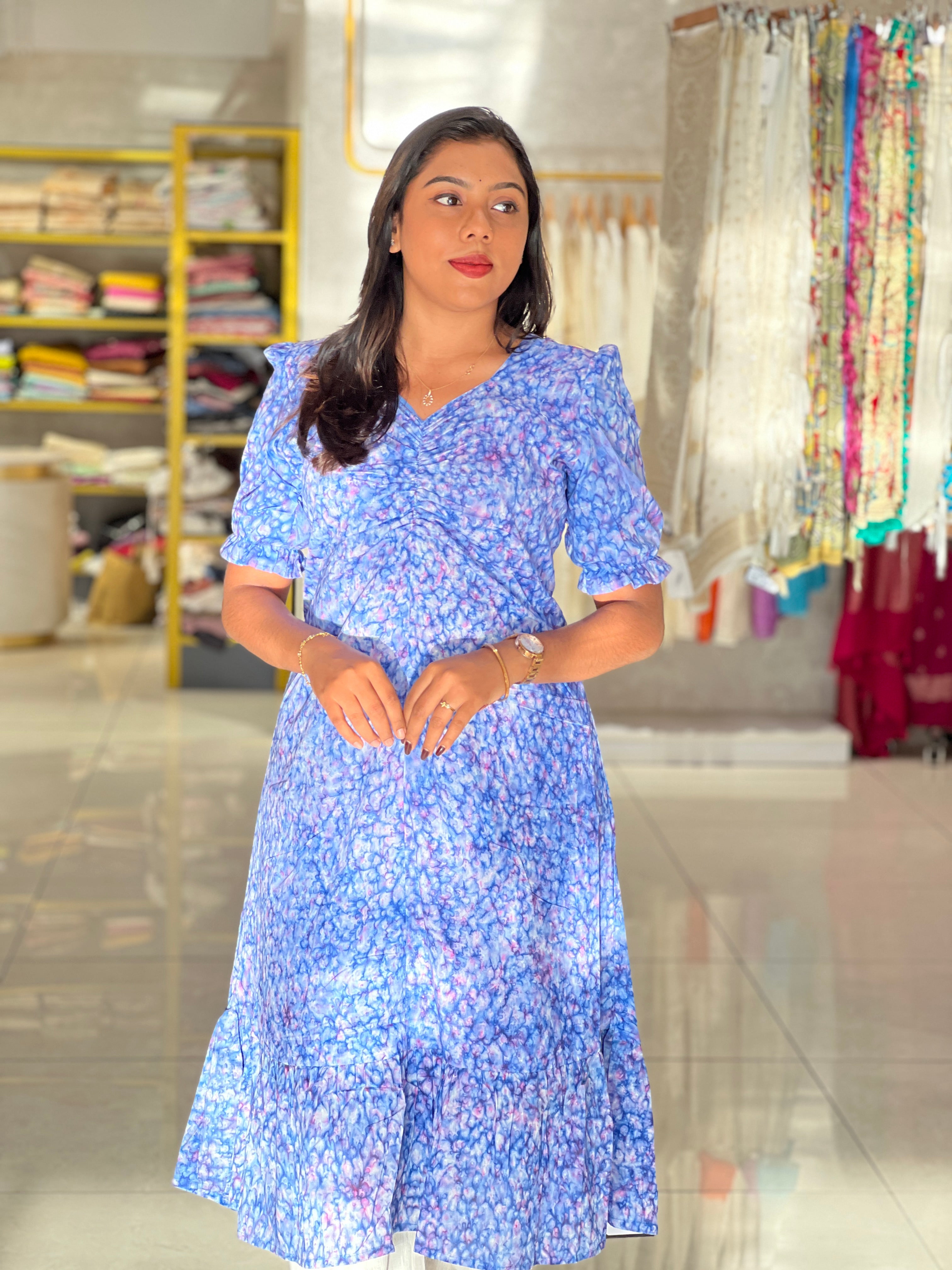 Floral Printed Pattern Cotton A Line Kurta | RMLA366