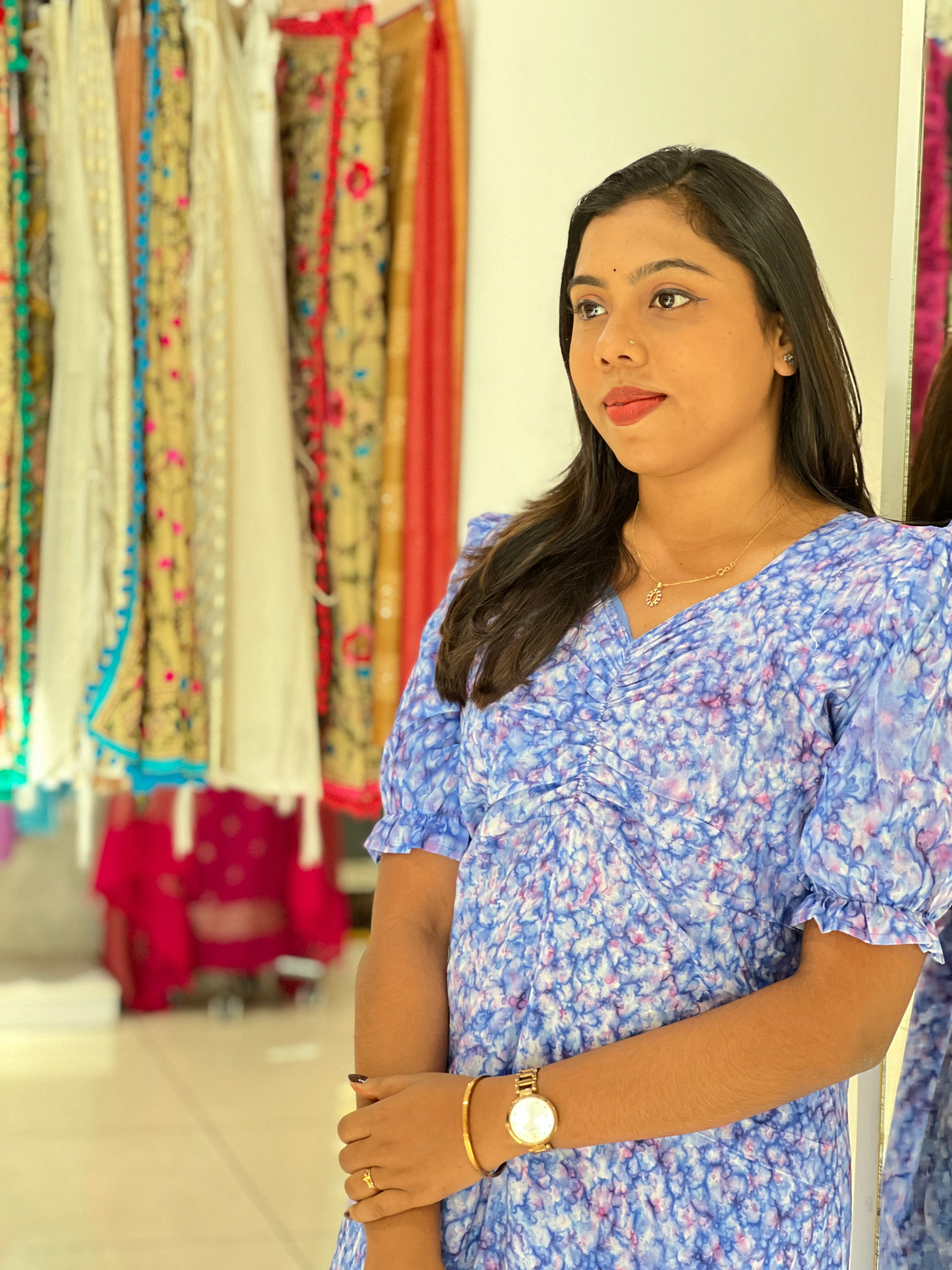 Floral Printed Pattern Cotton A Line Kurta | RMLA366