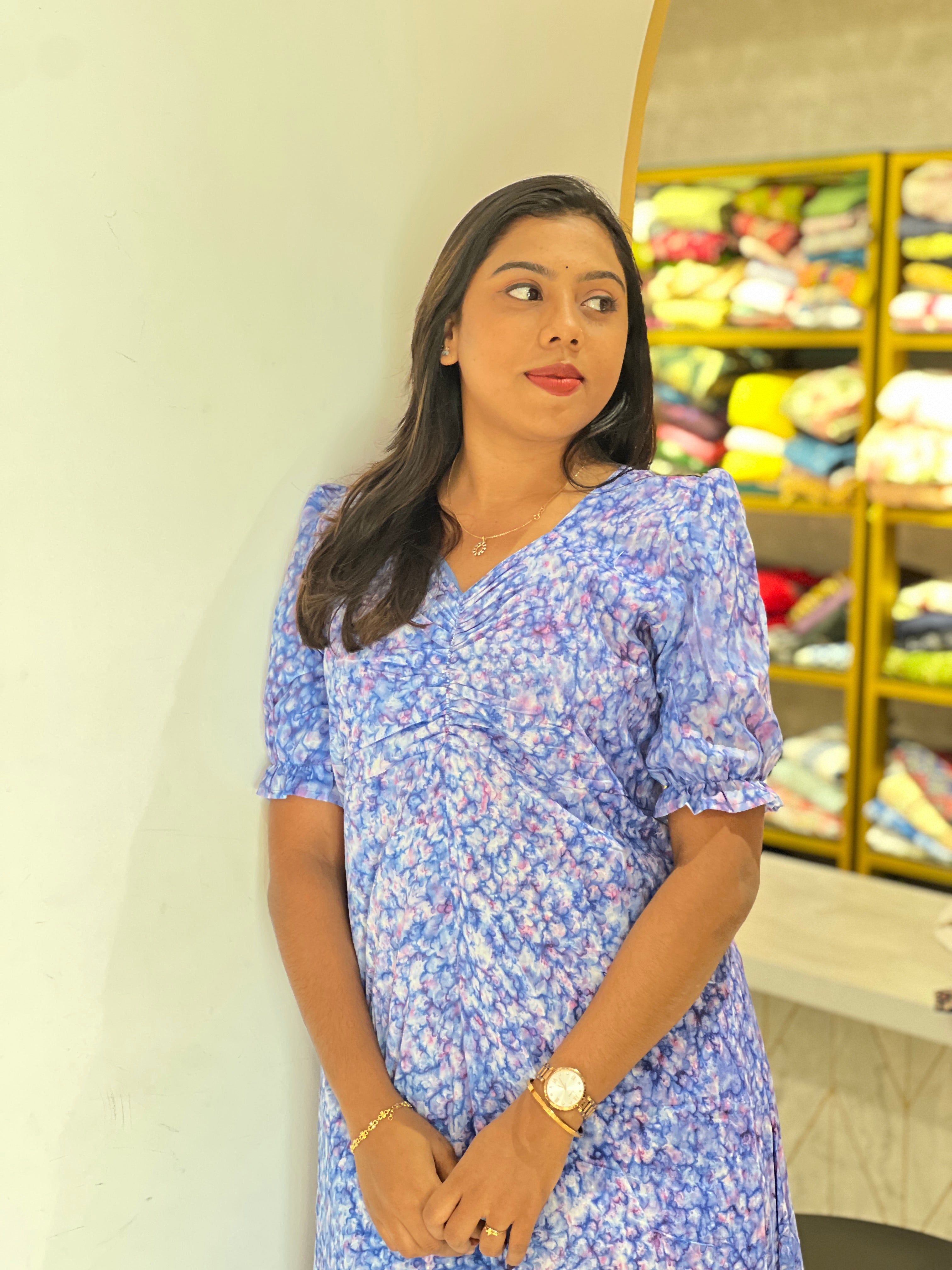 Floral Printed Pattern Cotton A Line Kurta | RMLA366