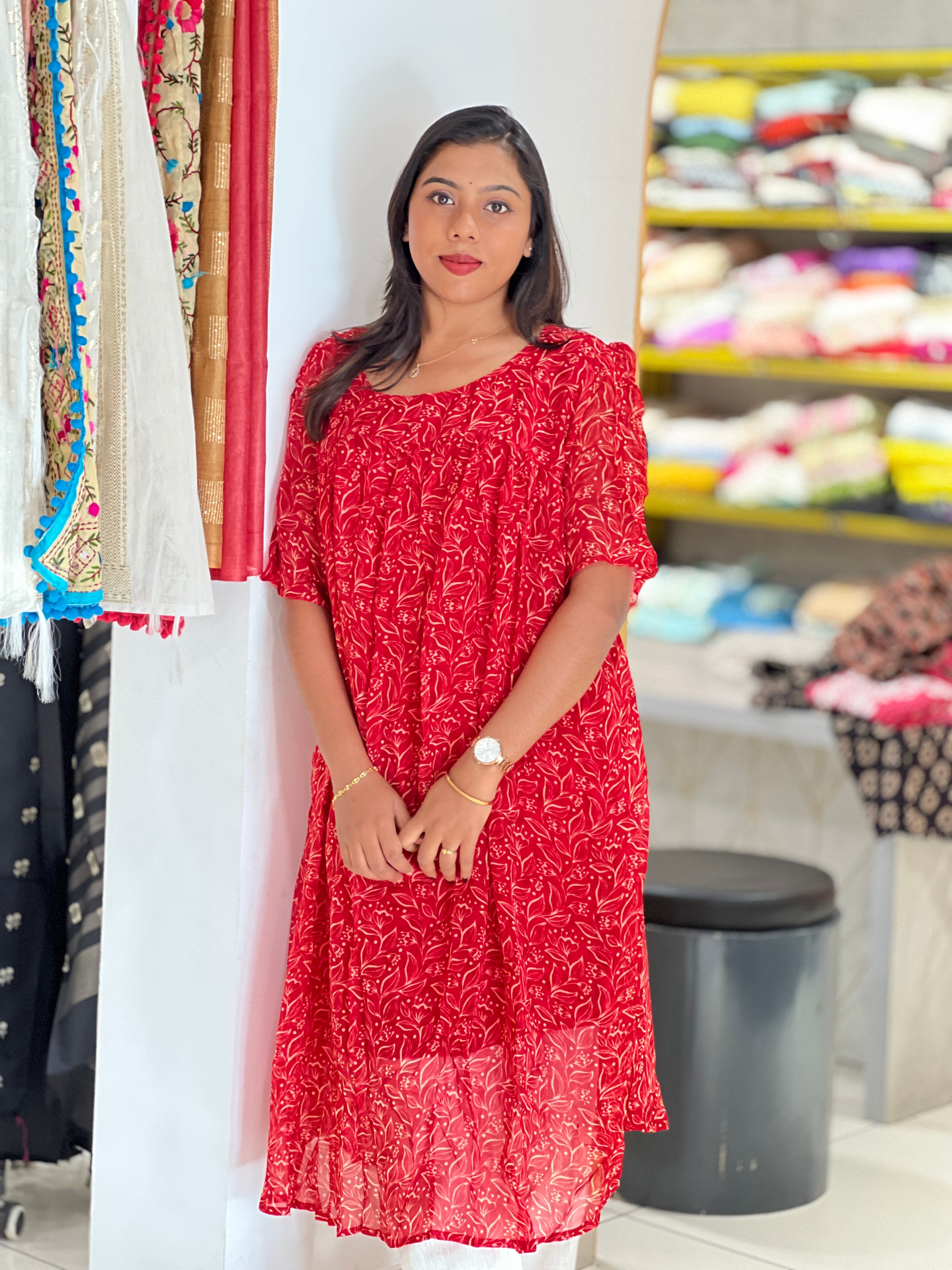 Printed Pattern Organza A Line Kurta | RMLA378