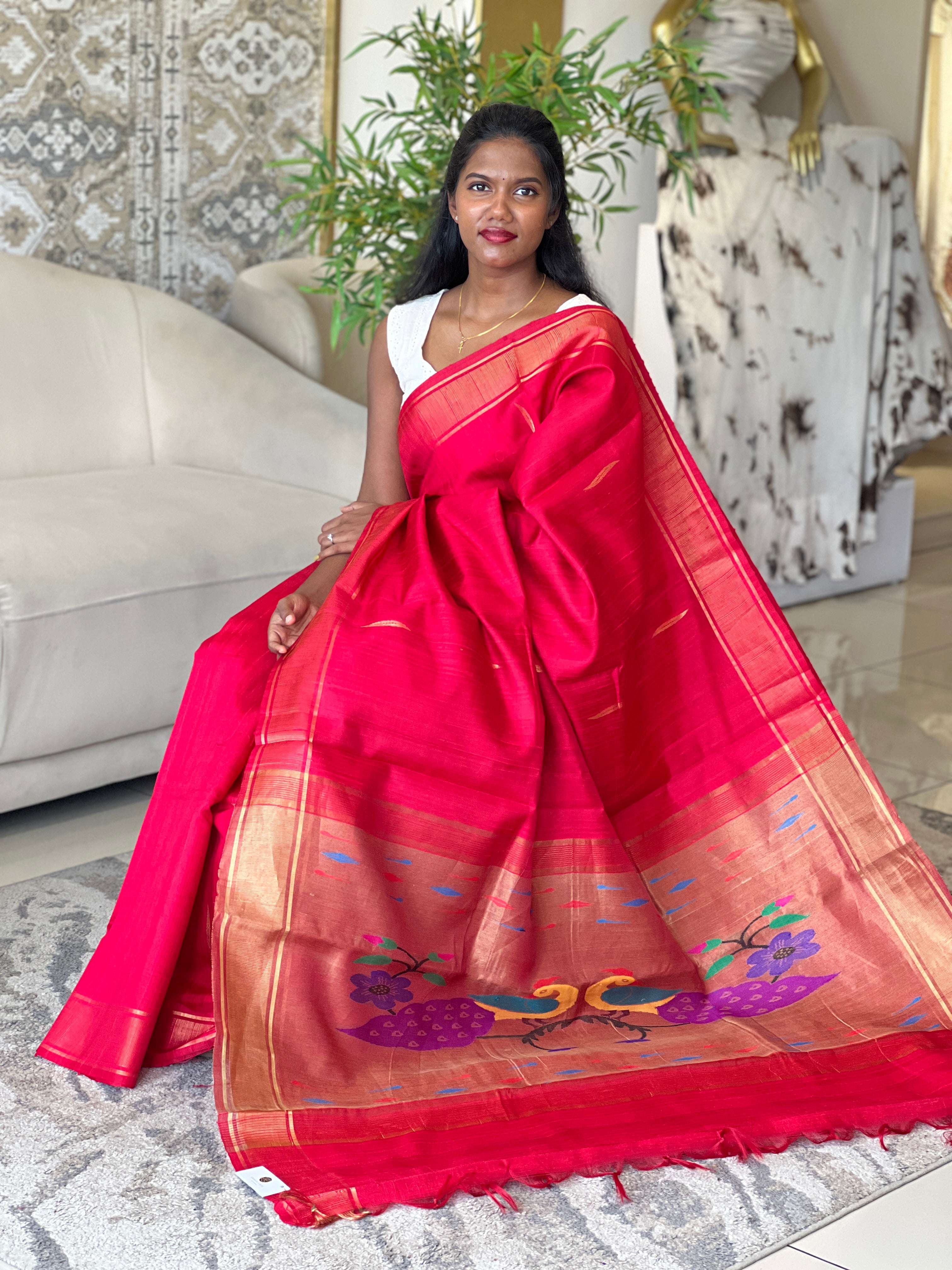 Thread And Zari Woven Raw Silk Saree | HS1361